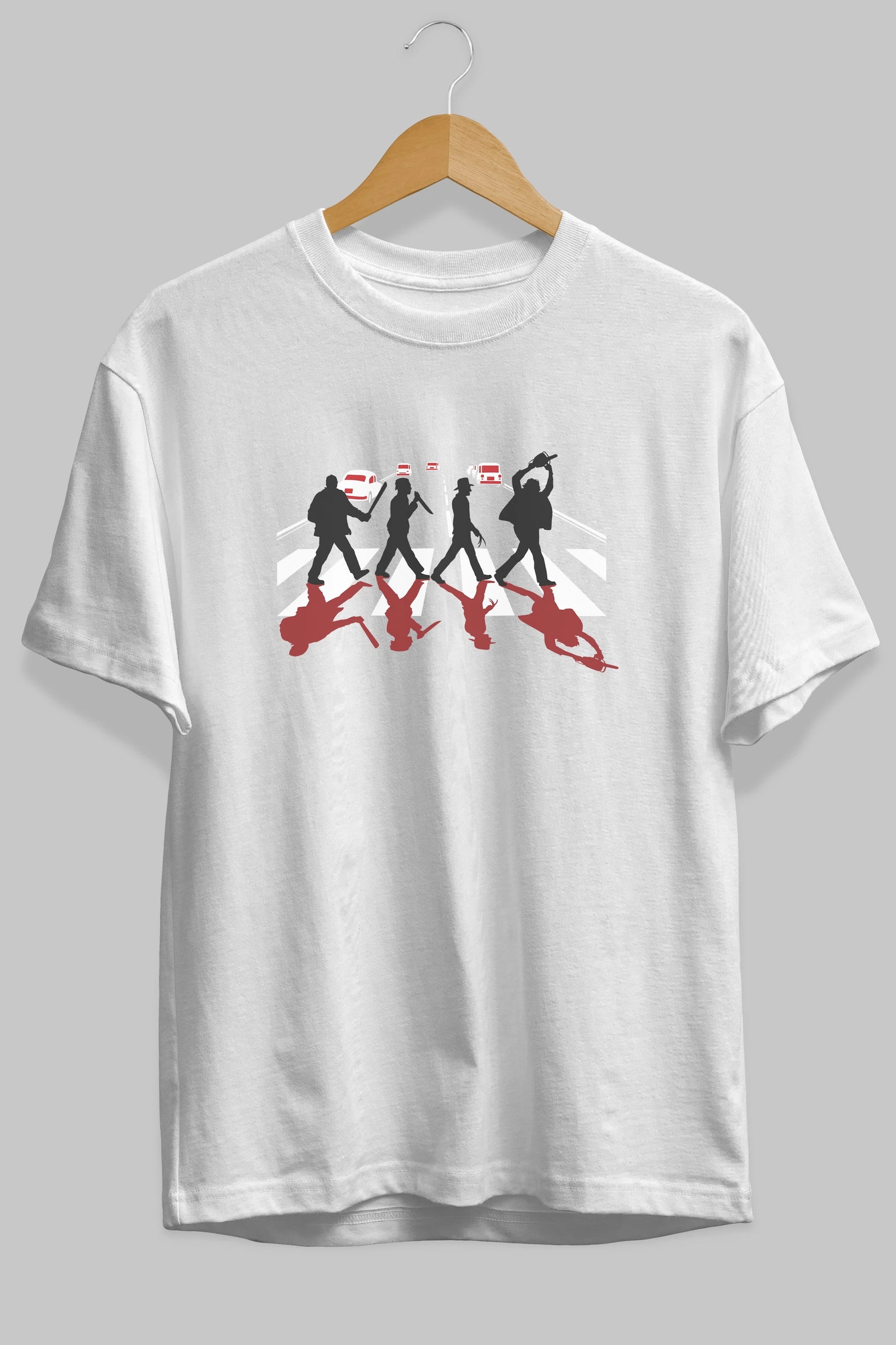 Abbey Road Killer Red Ön Baskılı Oversize t-shirt %100 pamuk Erkek Kadın Unisex