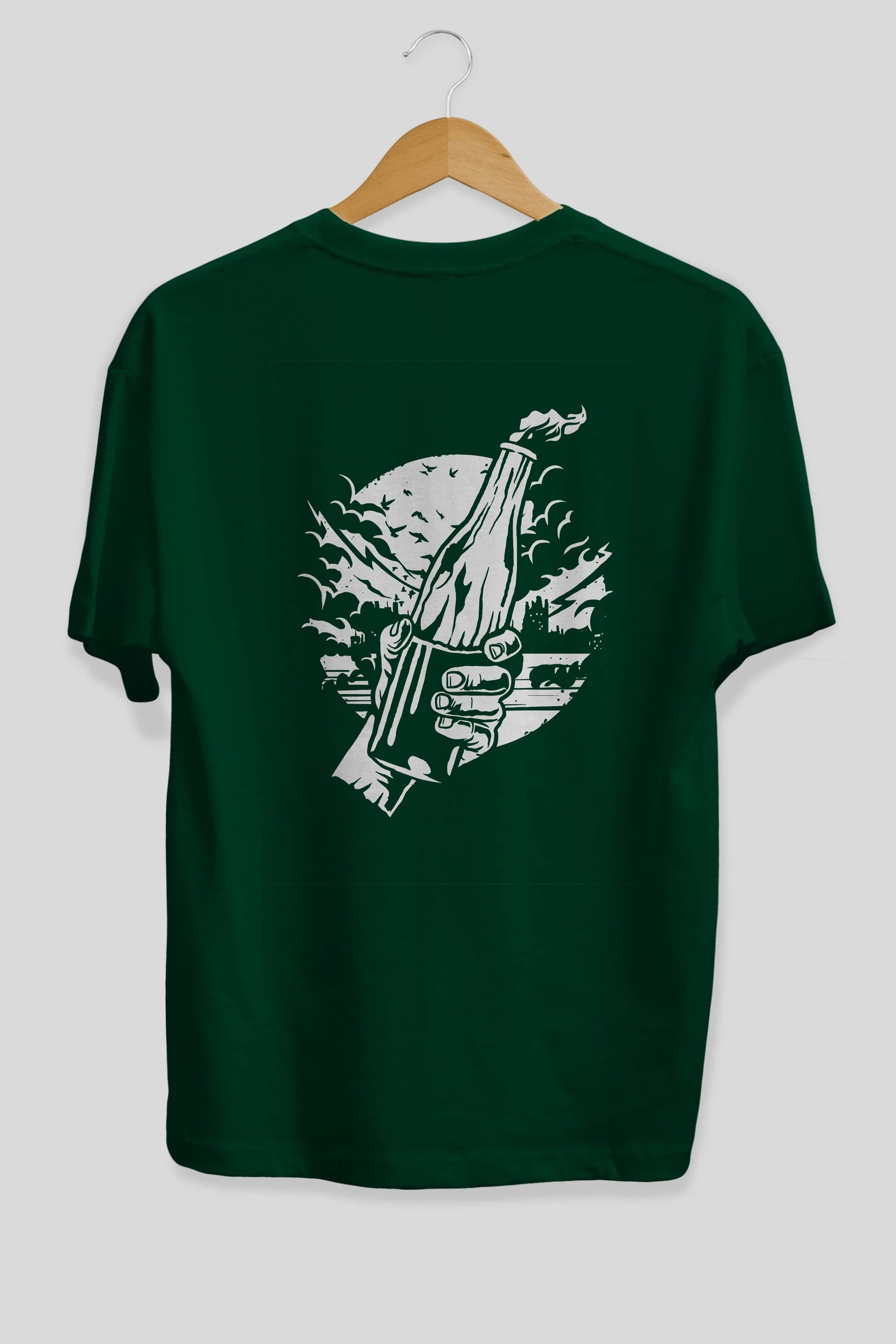 Molotov Cocktail Arka Baskılı Oversize t-shirt Erkek Kadın Unisex %100 Pamuk