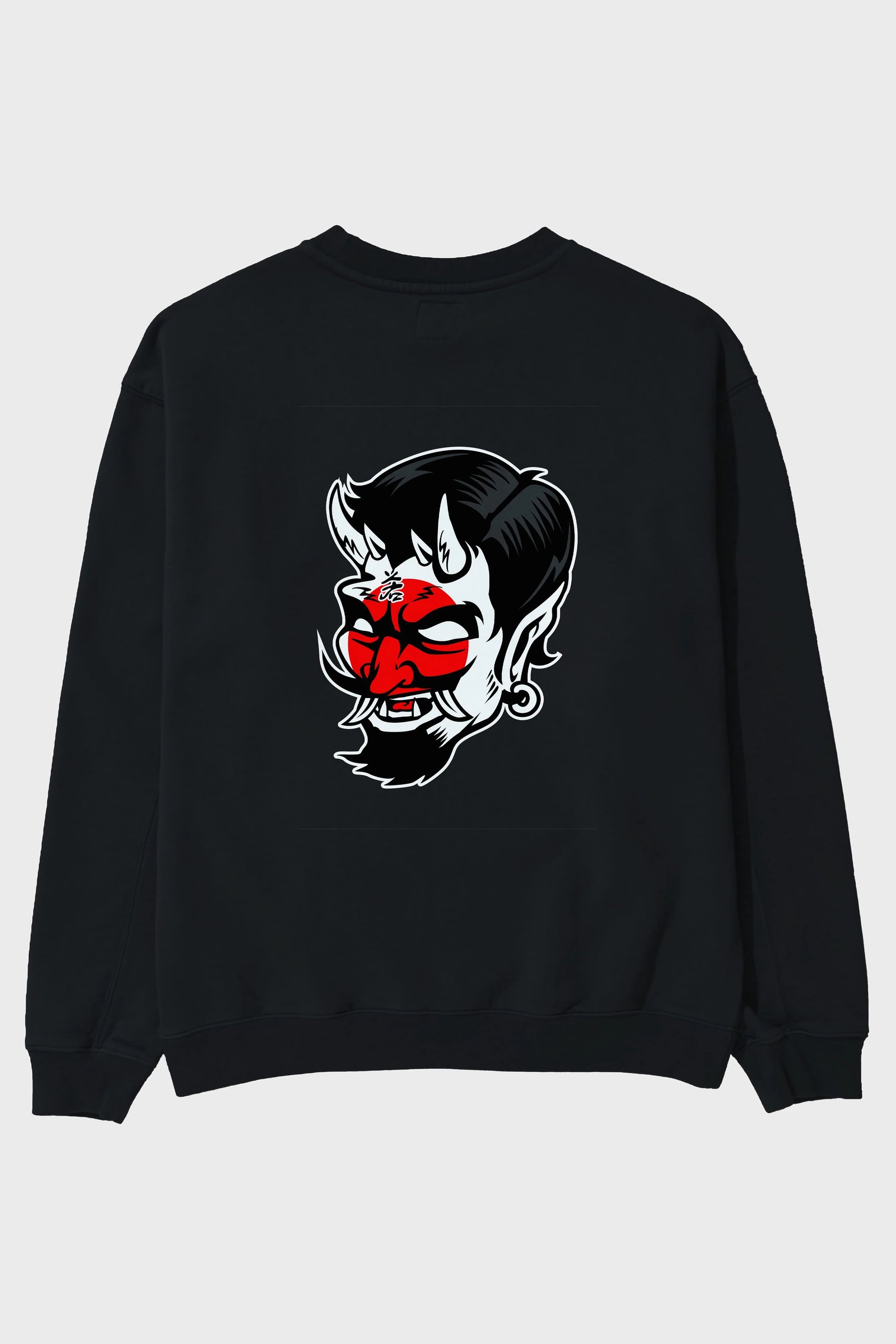 Japanese Devil Arka Baskılı Oversize Sweatshirt Erkek Kadın Unisex