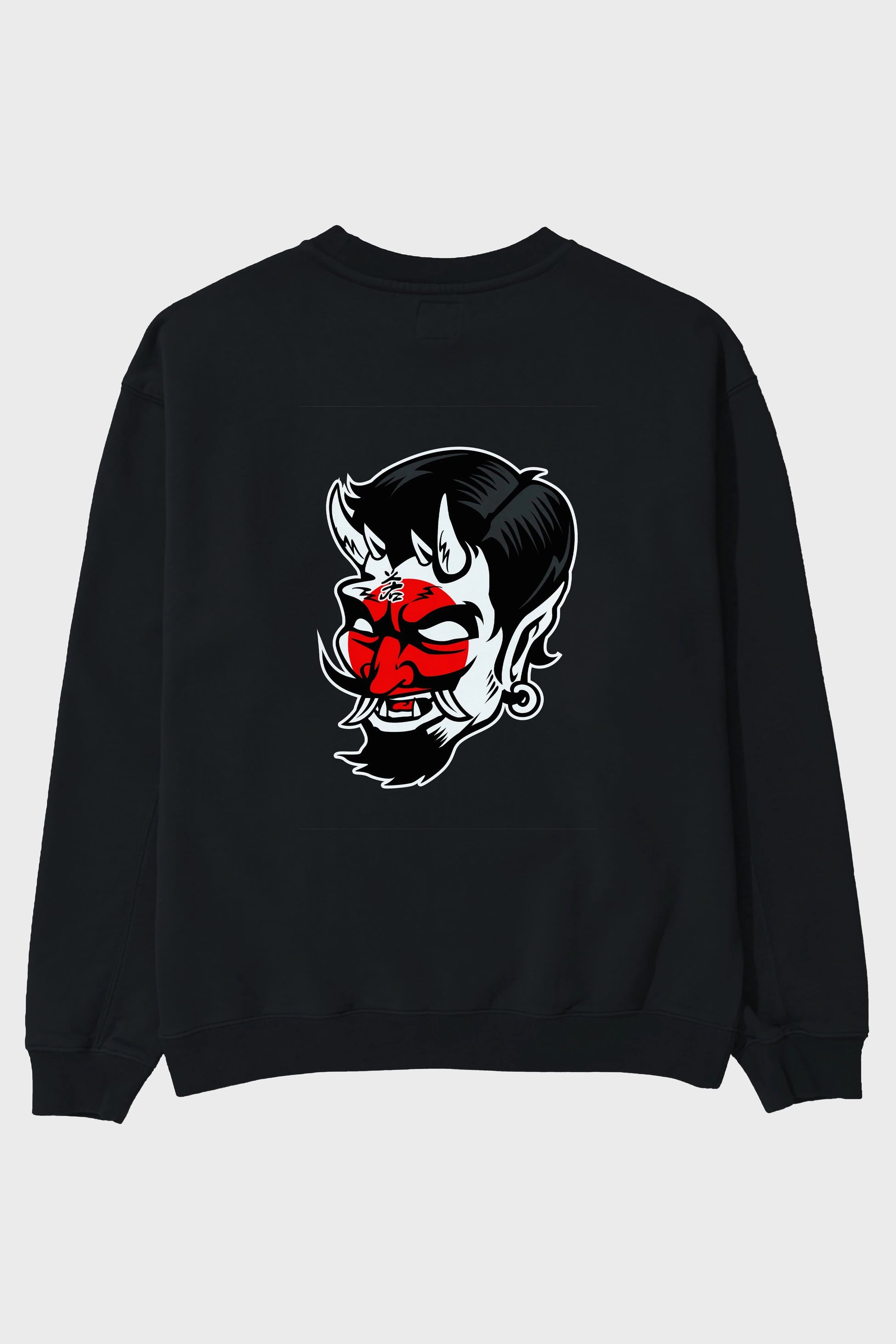Japanese Devil Arka Baskılı Oversize Sweatshirt Erkek Kadın Unisex