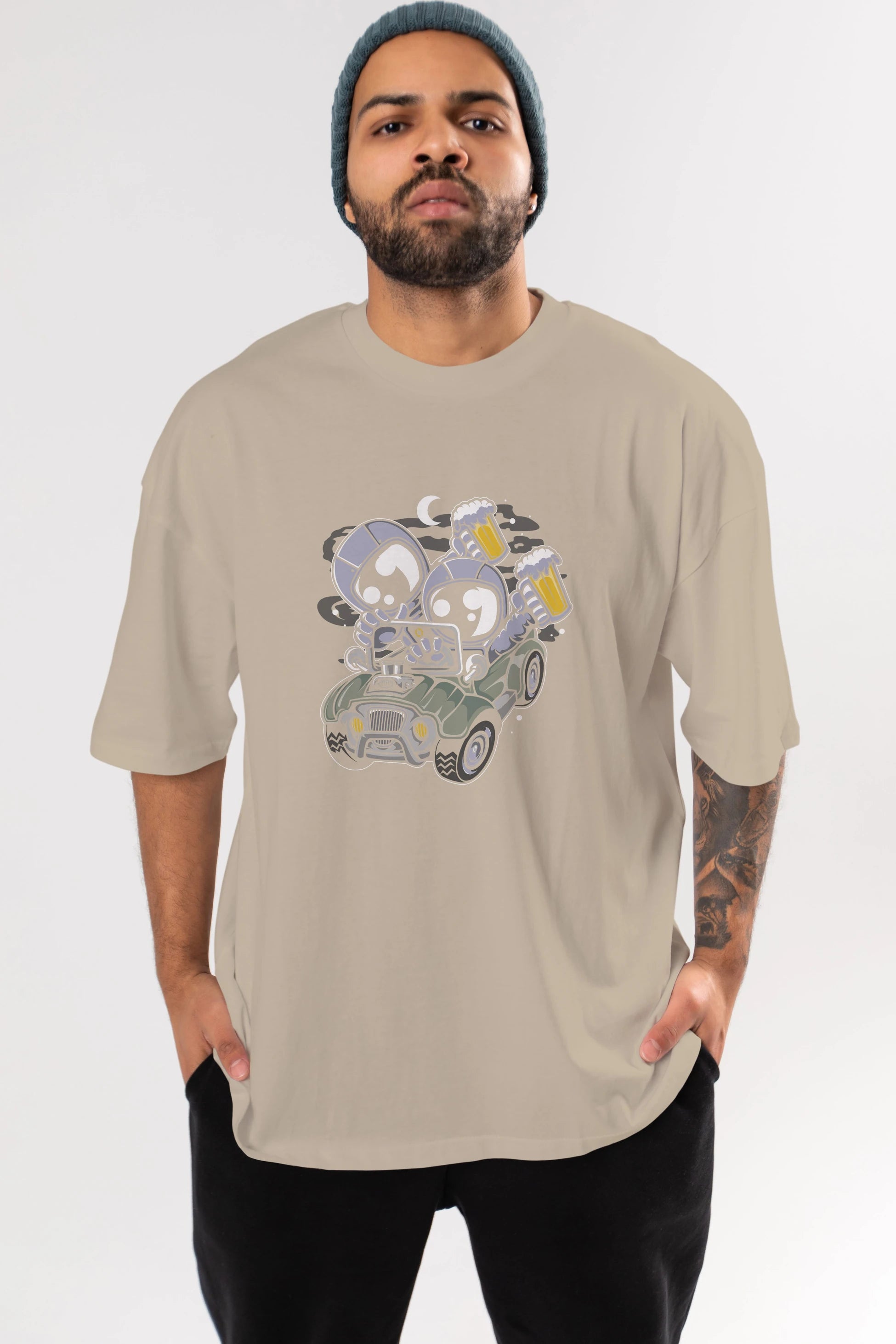 Astronaut Offroad Ön Baskılı Oversize t-shirt Erkek Kadın Unisex