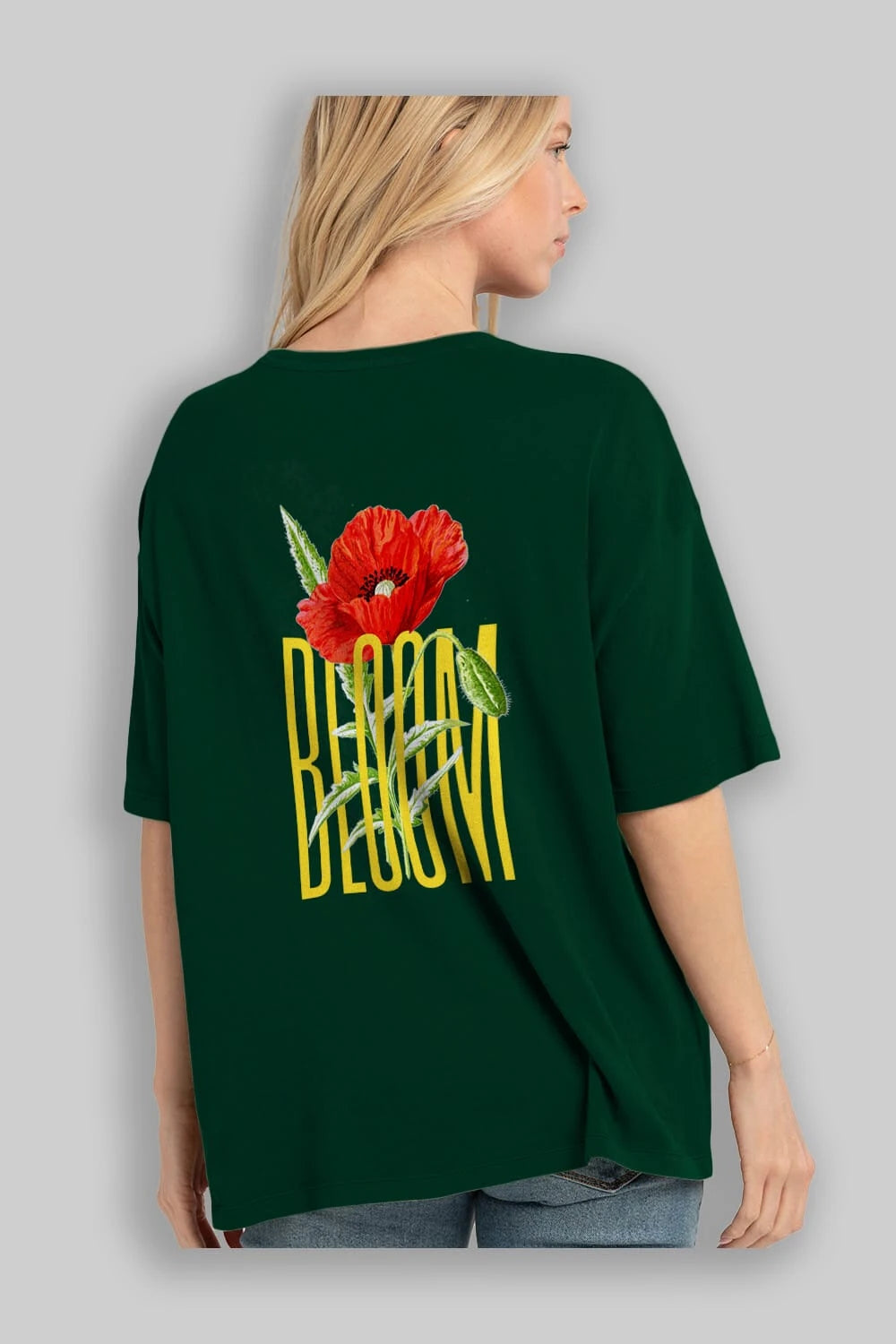 Bloom Flower Arka Baskılı Oversize t-shirt Erkek Kadın Unisex
