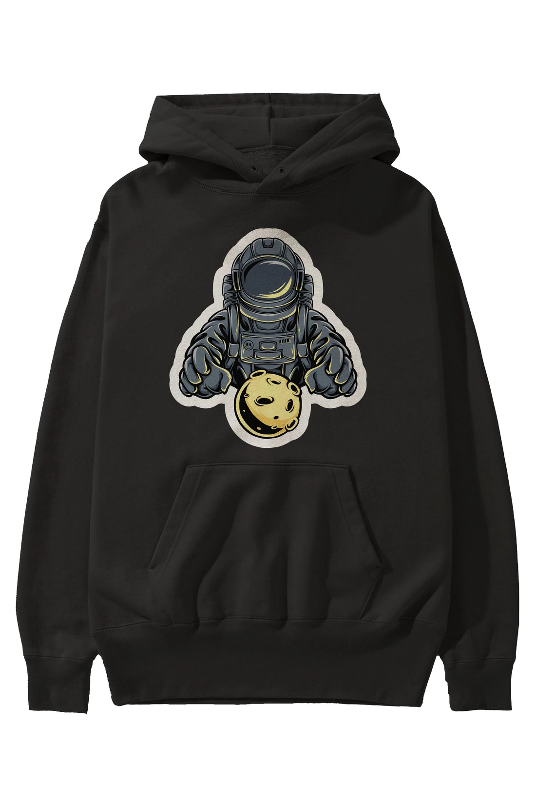 Astromoon sticker Ön Baskılı Hoodie Oversize Kapüşonlu Sweatshirt Erkek Kadın Unisex