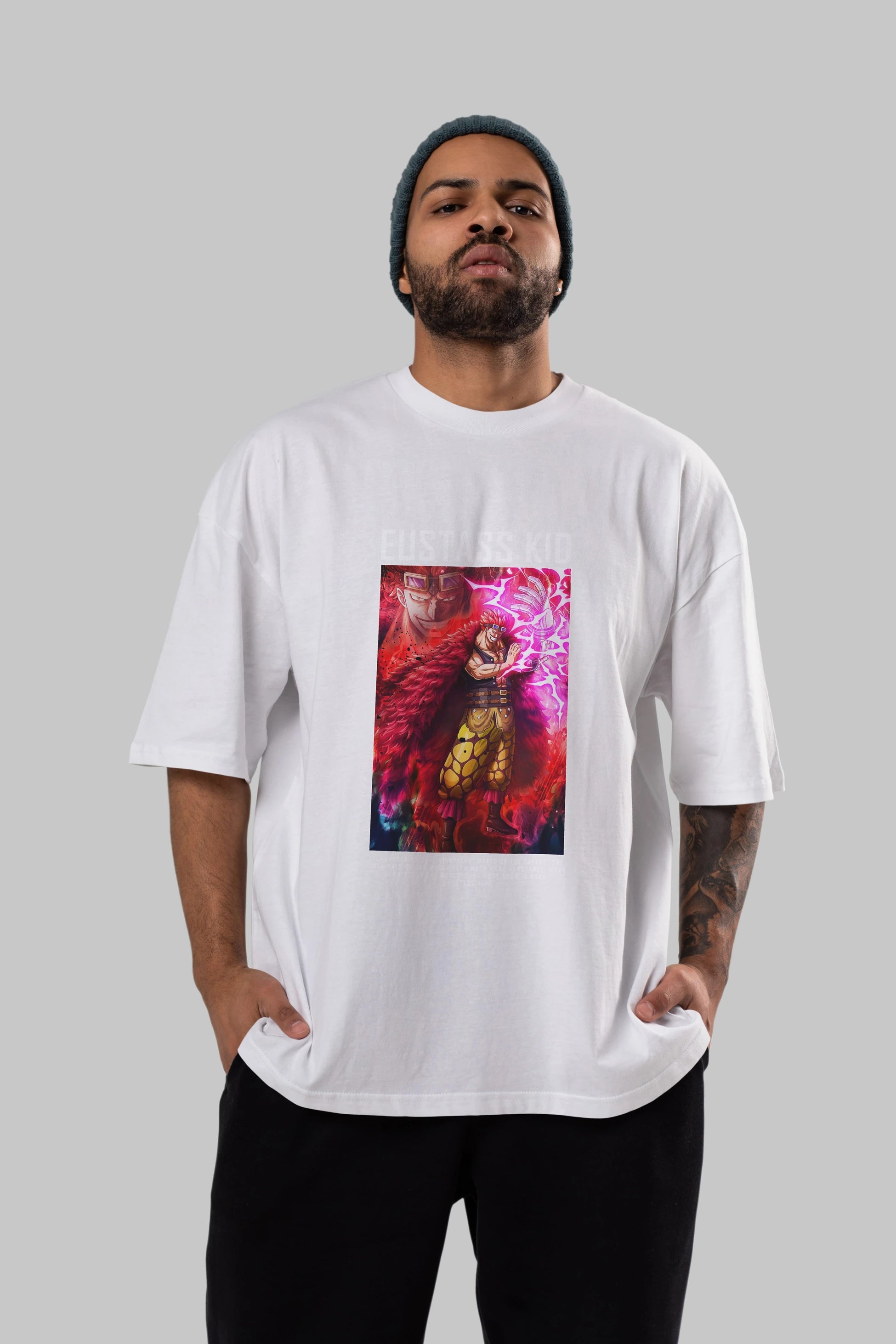 Eustass Kid Anime Ön Baskılı Oversize t-shirt Erkek Kadın Unisex