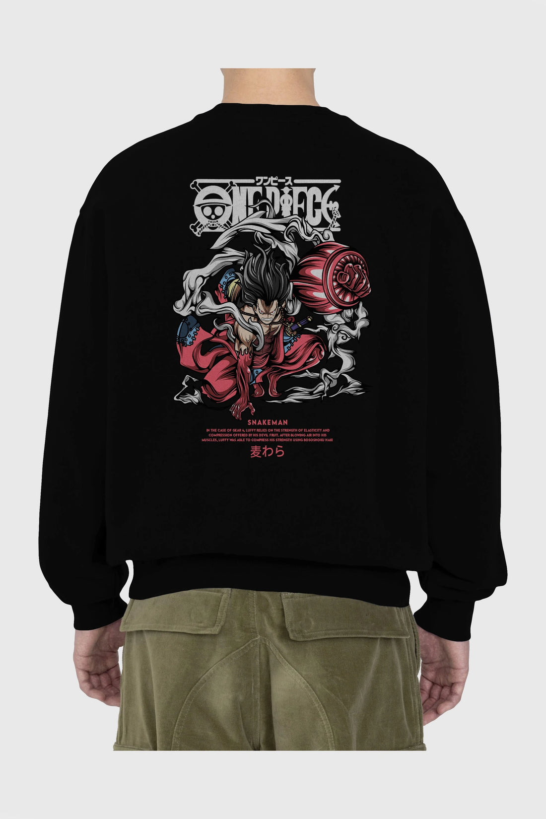 One Piece Snakeman Anime Arka Baskılı Oversize Sweatshirt Erkek Kadın Unisex