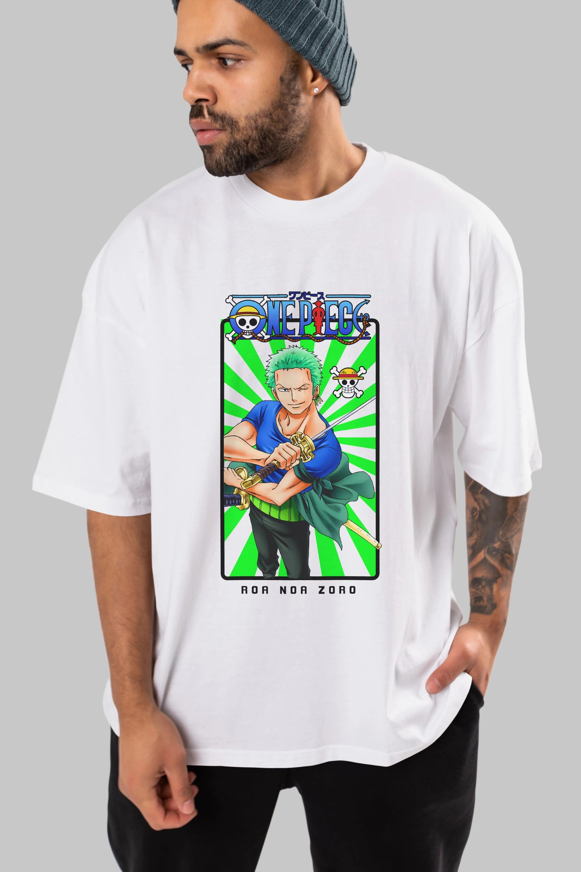 Roronoa Zoro 6 Anime Ön Baskılı Oversize t-shirt Erkek Kadın Unisex