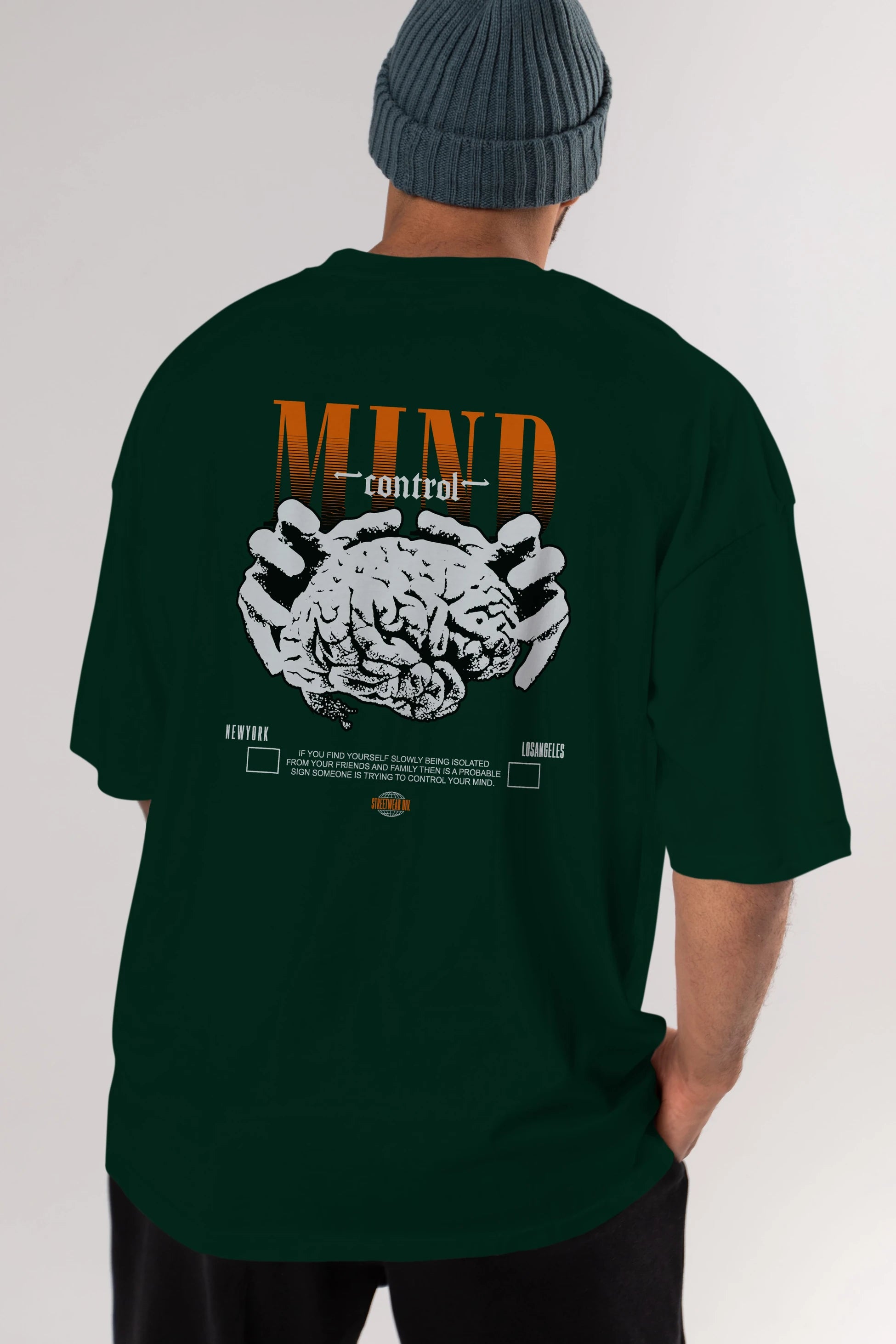 Mind Control Arka Baskılı Oversize t-shirt Erkek Kadın Unisex