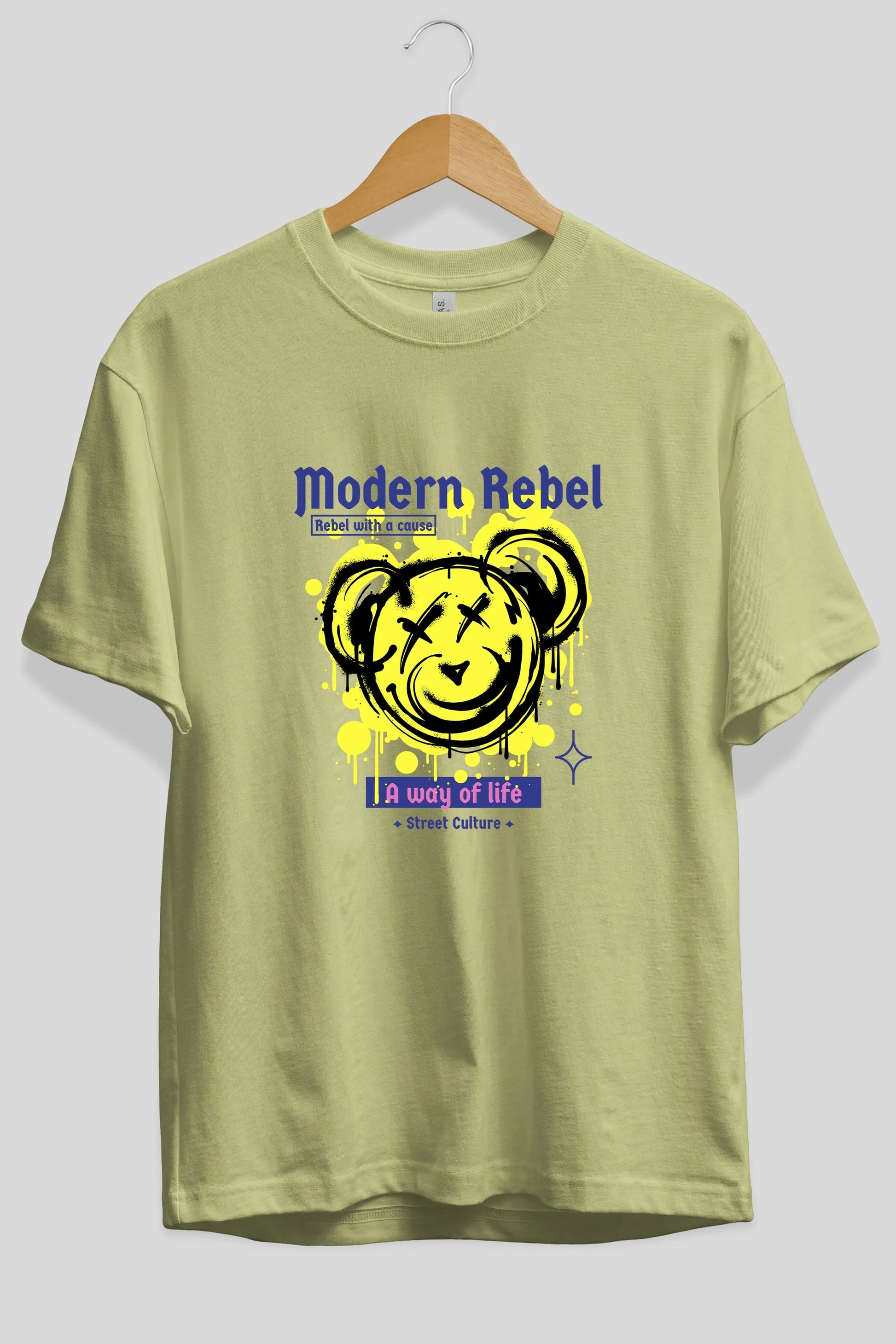 Modern Rebel Bear Ön Baskılı Oversize t-shirt Erkek Kadın Unisex