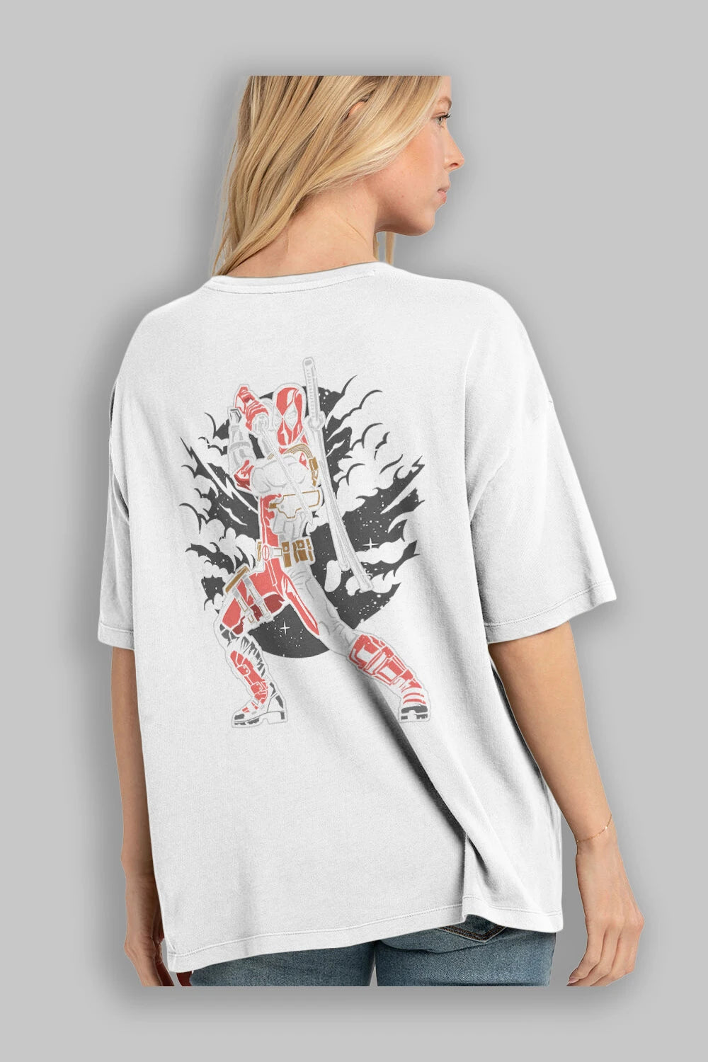 Deadpool Arka Baskılı Oversize t-shirt Erkek Kadın Unisex %100 Pamuk