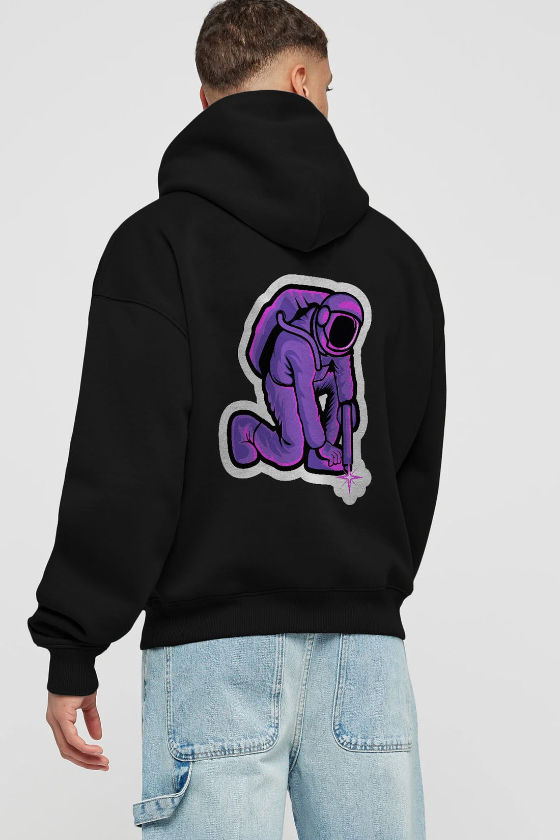 Welding in Space Sticker Arka Baskılı Hoodie Oversize Kapüşonlu Sweatshirt Erkek Kadın Unisex