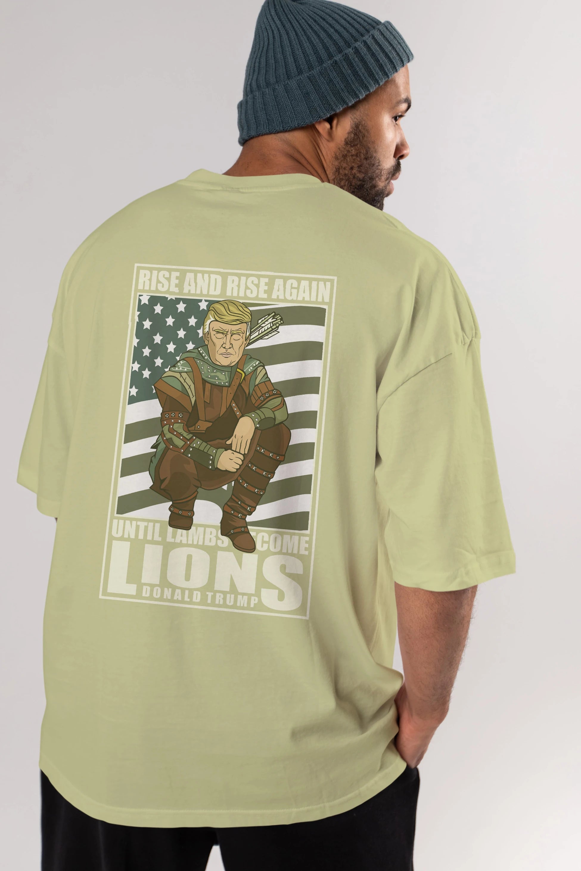 Robin Hood Trump Arka Baskılı Oversize t-shirt Erkek Kadın Unisex %100 Pamuk tişort