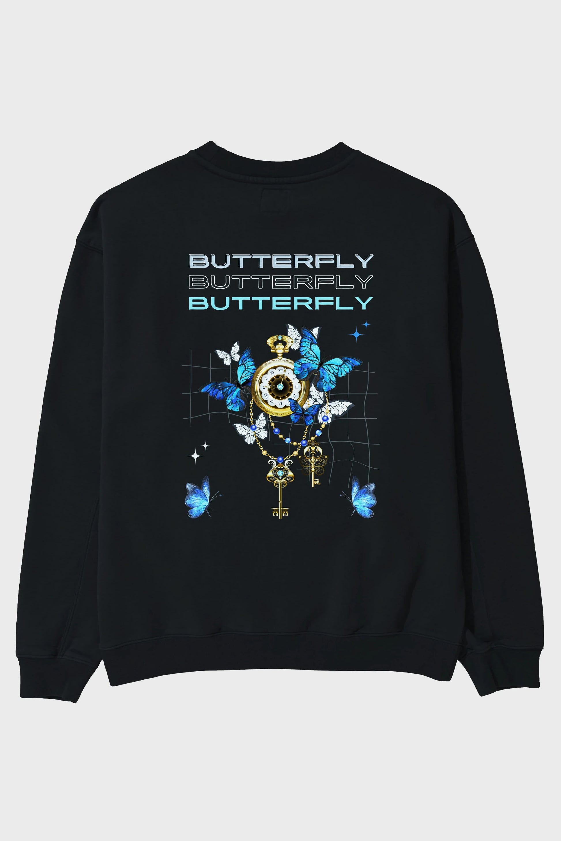 Butterfly Yazılı Arka Baskılı Oversize Sweatshirt Erkek Kadın Unisex