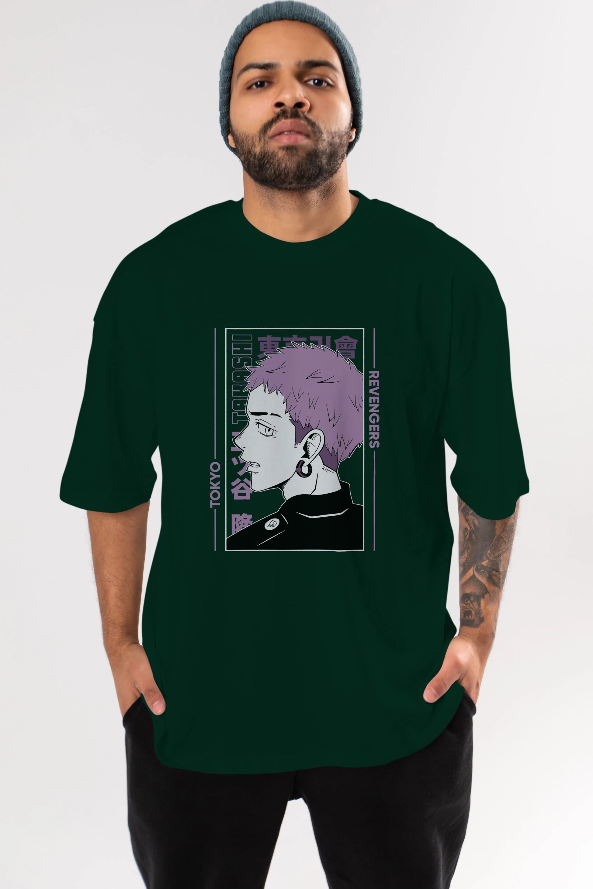 Takashi Mitsuya Anime Ön Baskılı Oversize t-shirt %100 pamuk Erkek Kadın Unisex
