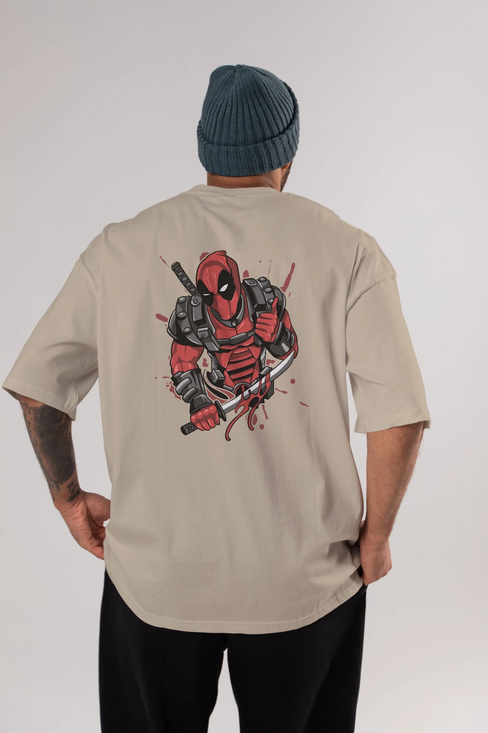 Deadpool (12) Arka Baskılı Oversize t-shirt Erkek Kadın Unisex %100 Pamuk Bisiklet Yaka tişort