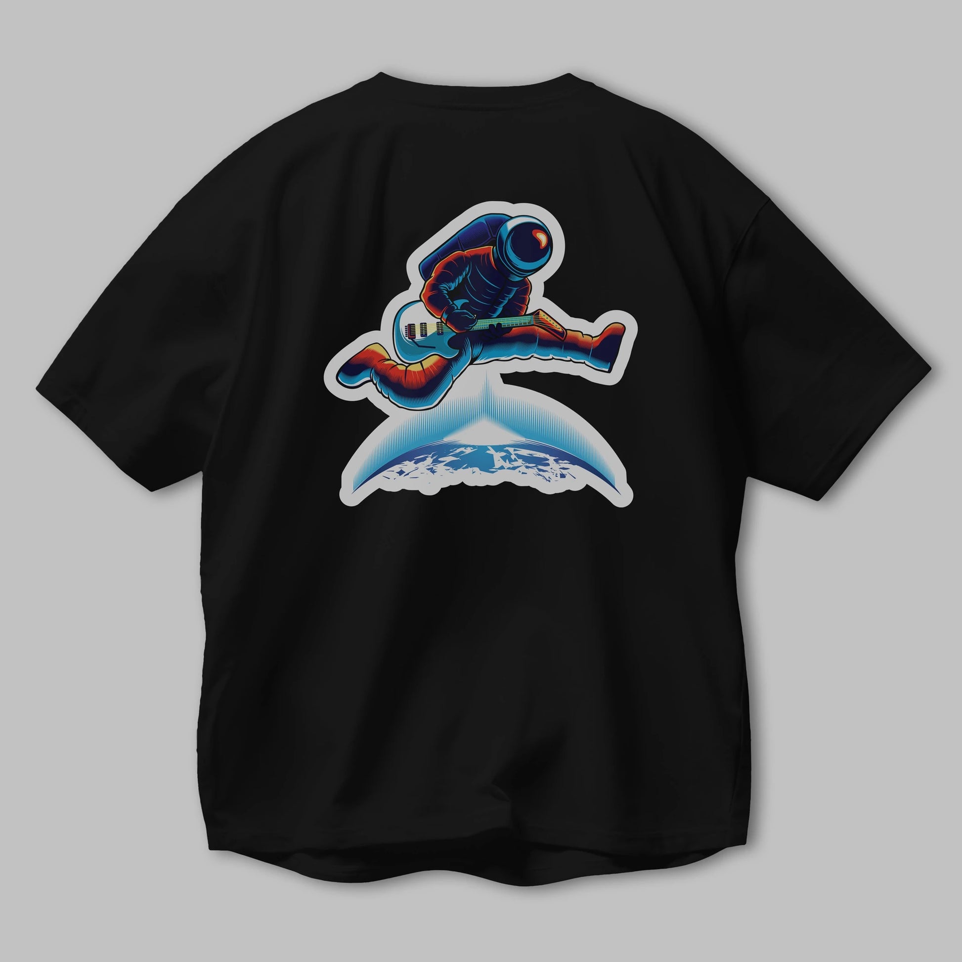 Astroguitar Sticker Arka Baskılı Oversize t-shirt Erkek Kadın Unisex