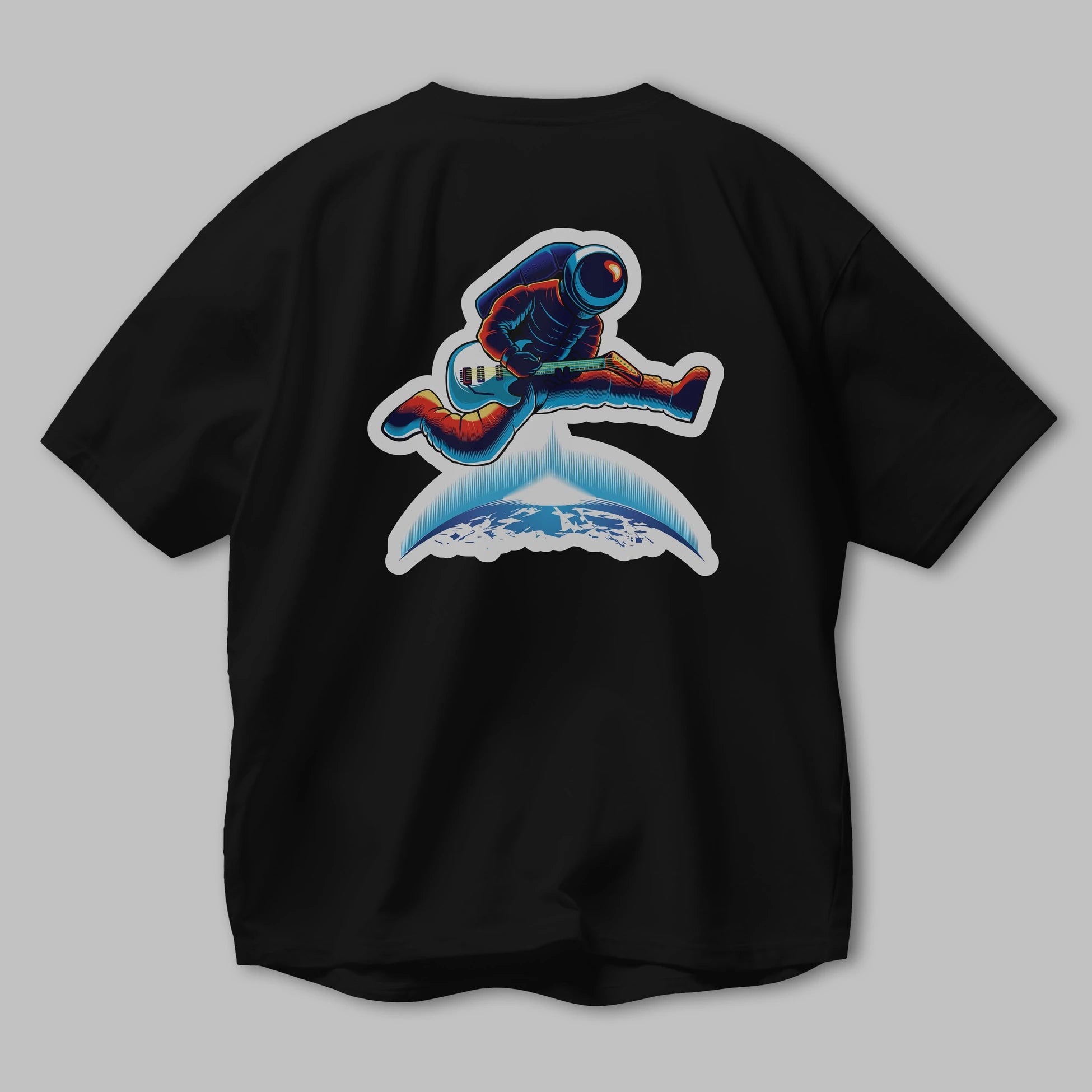 Astroguitar Sticker Arka Baskılı Oversize t-shirt Erkek Kadın Unisex