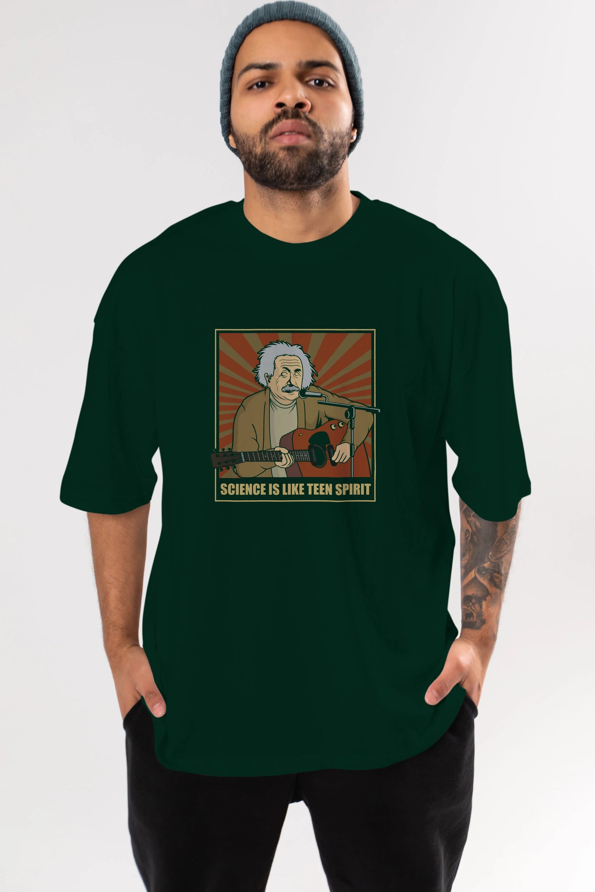 Kurt Einstein Ön Baskılı Oversize t-shirt Erkek Kadın Unisex %100 Pamuk tişort