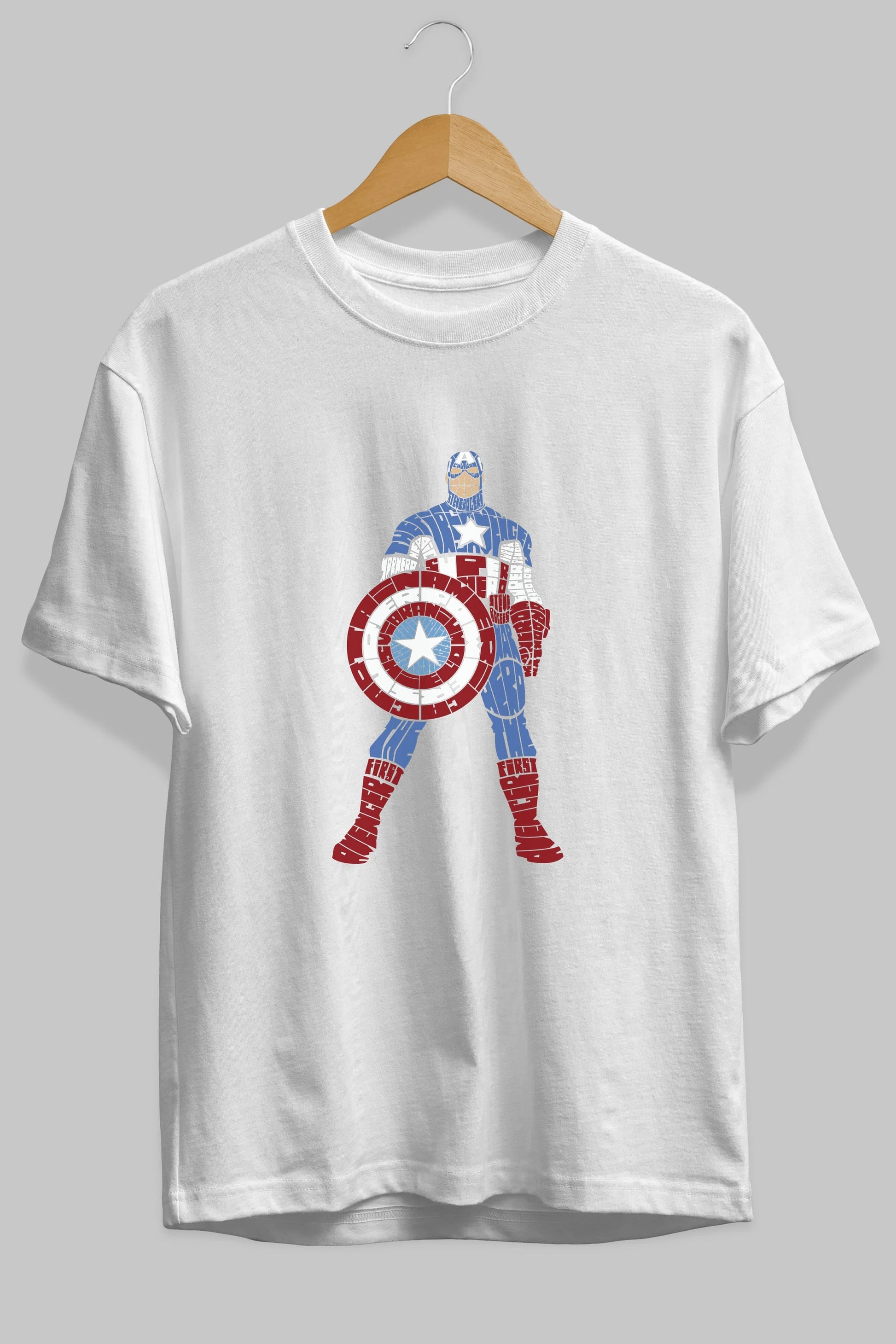 Captain America Ön Baskılı Oversize t-shirt %100 pamuk Erkek Kadın Unisex