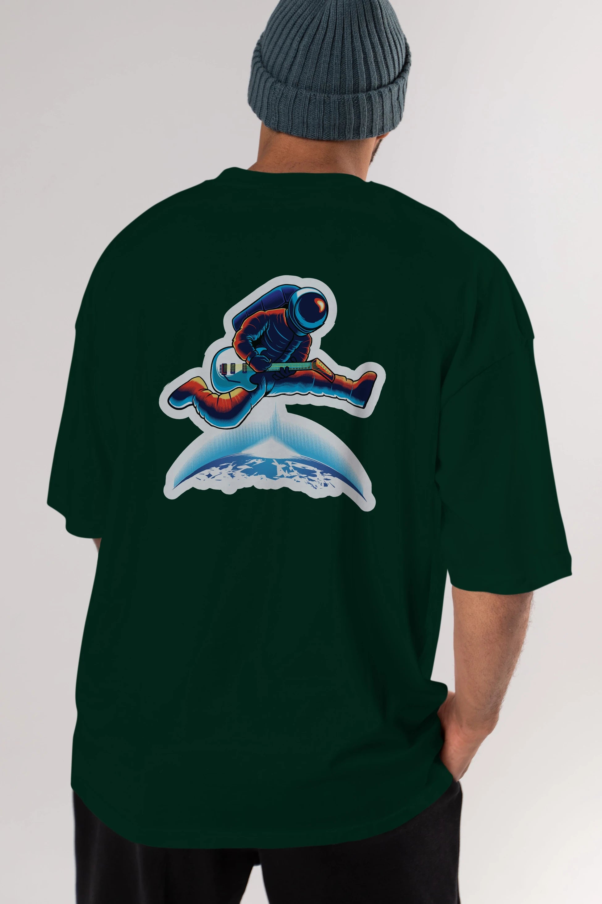 Astroguitar Sticker Arka Baskılı Oversize t-shirt Erkek Kadın Unisex