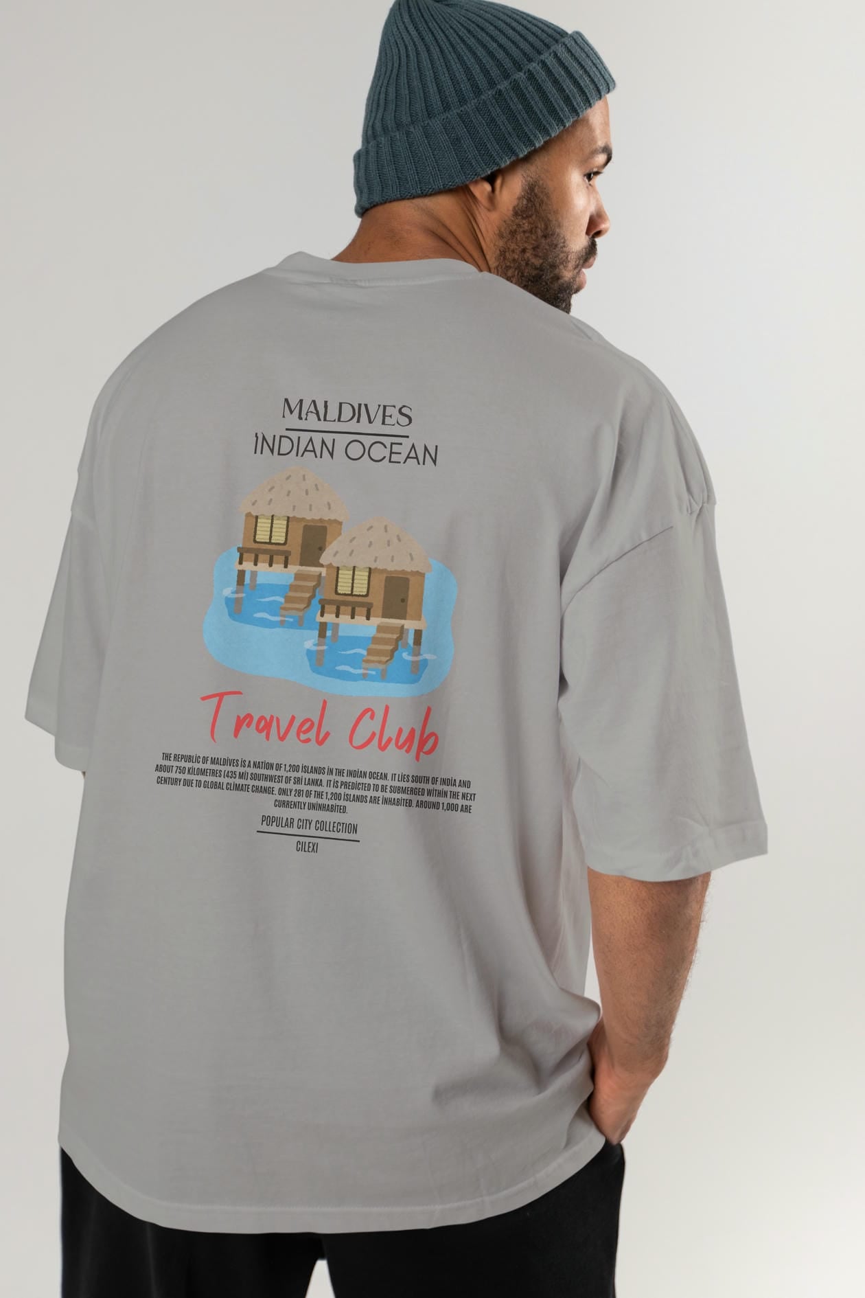 Maldives İndian Ocean Arka Baskılı Oversize t-shirt Erkek Kadın Pamuk Bisiklet Yaka tişort