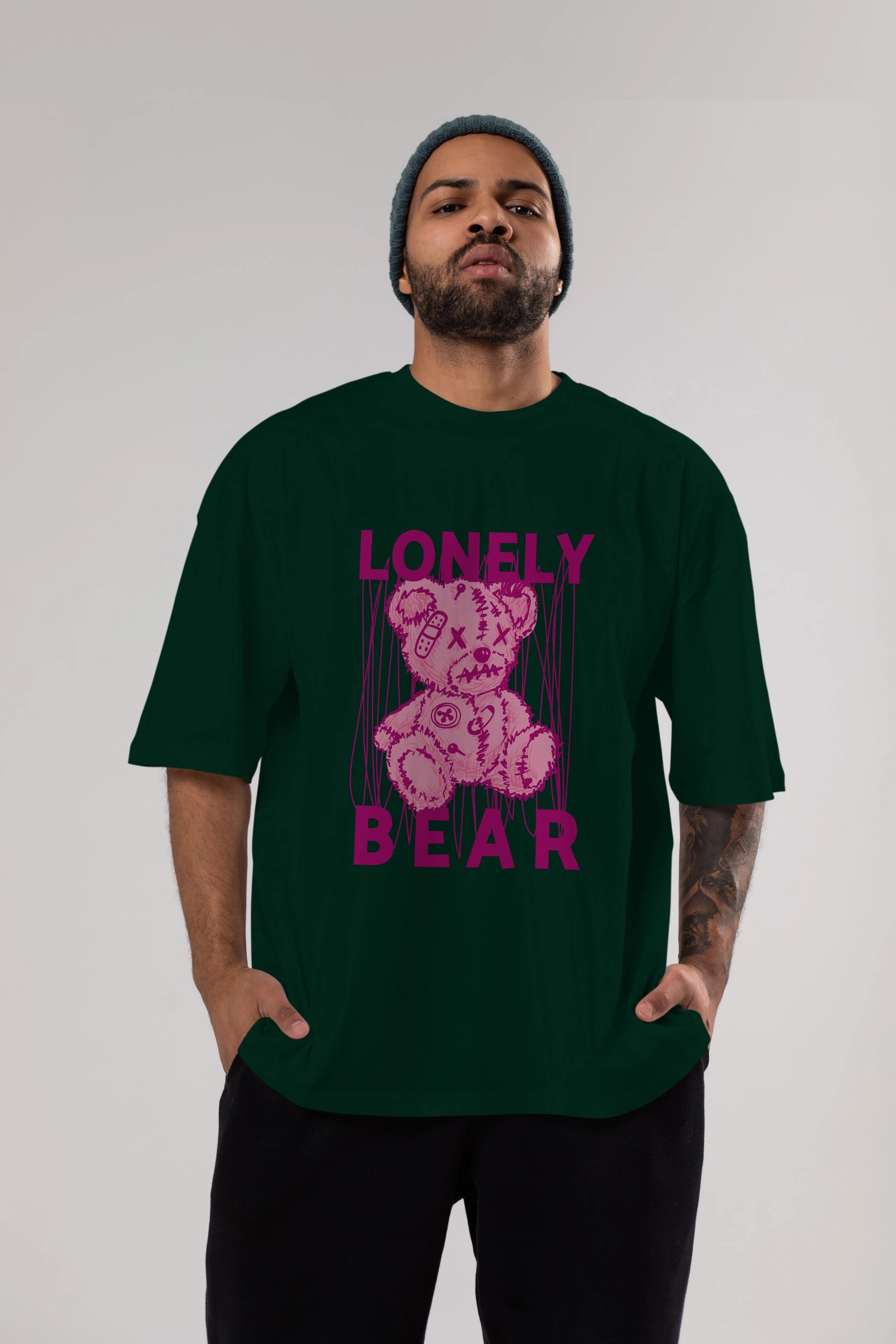 Lonely Bear Ön Baskılı Oversize t-shirt Erkek Kadın Unisex