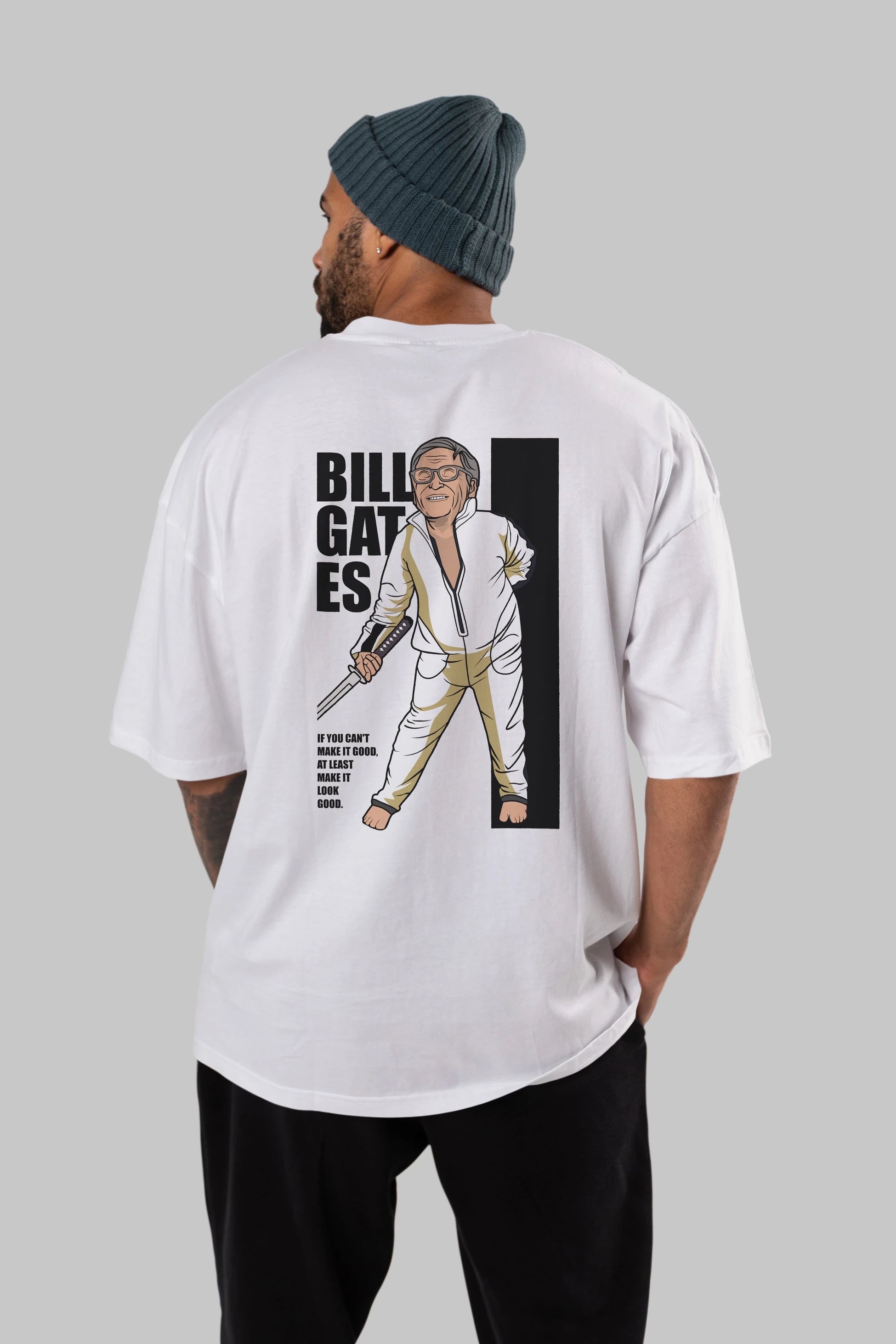 Bill Gates Arka Baskılı Oversize t-shirt Erkek Kadın Unisex %100 Pamuk tişort