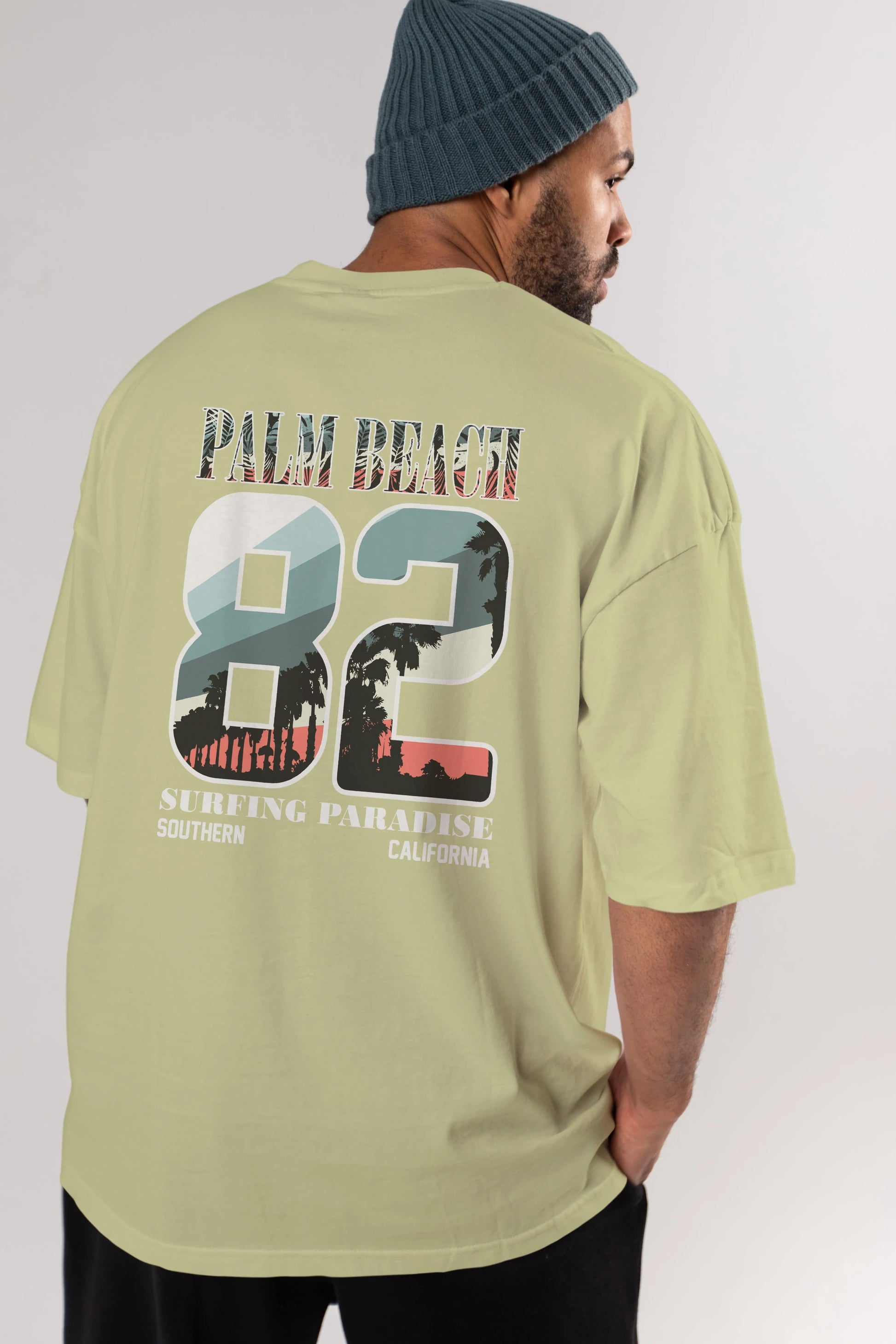 Palm Beach 82 Arka Baskılı Oversize t-shirt Erkek Kadın Unisex