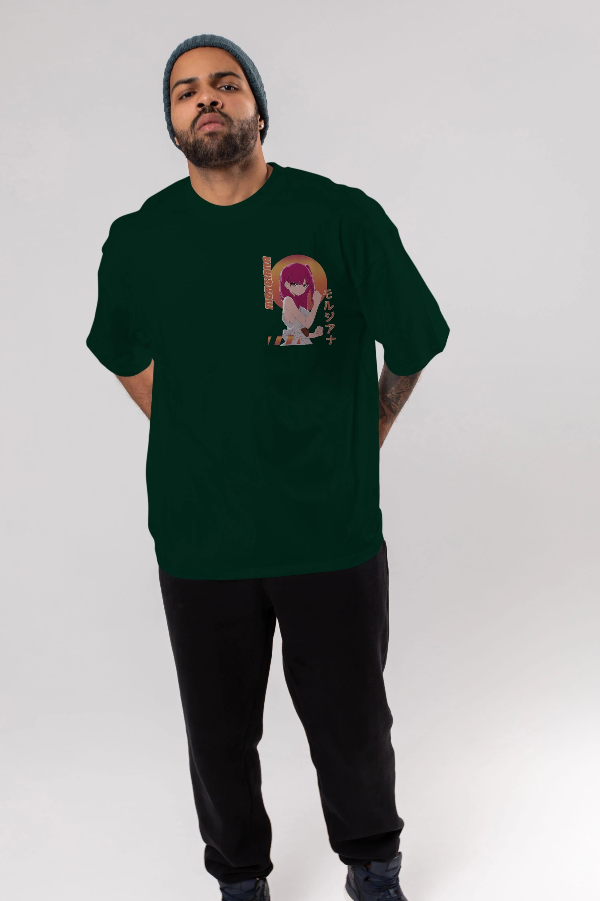 Morgiana 5 Ön Sol Baskılı Oversize t-shirt Erkek Kadın Unisex %100 Pamuk Bisiklet Yaka tişort