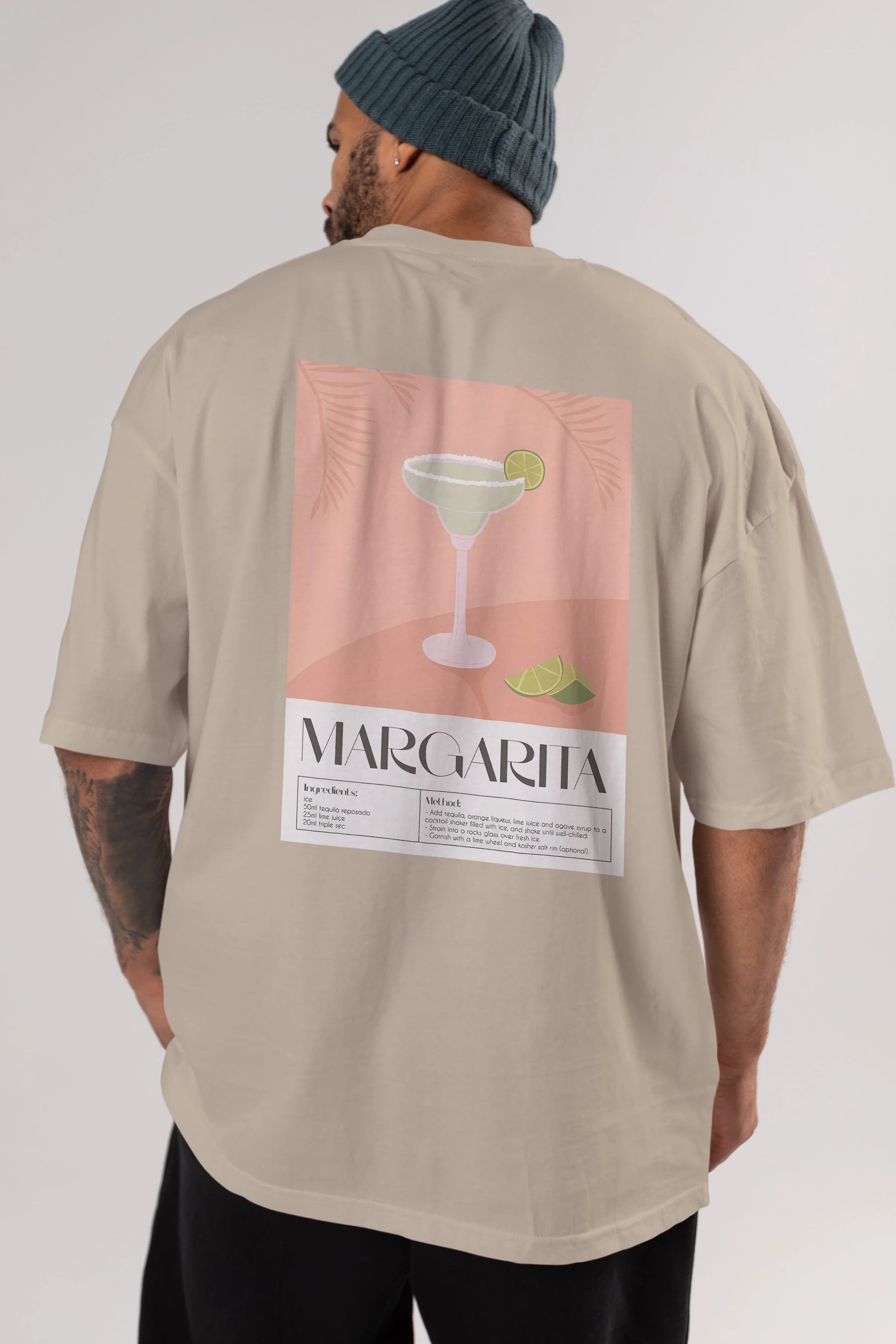 Margarita 5 Arka Baskılı Oversize t-shirt Erkek Kadın Unisex %100 Pamuk Bisiklet Yaka tişort