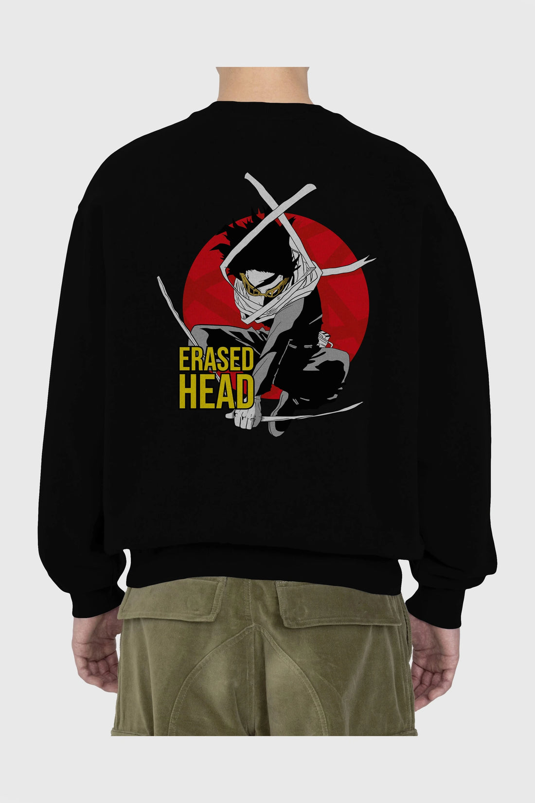 Erased Head Anime Arka Baskılı Oversize Sweatshirt Erkek Kadın Unisex