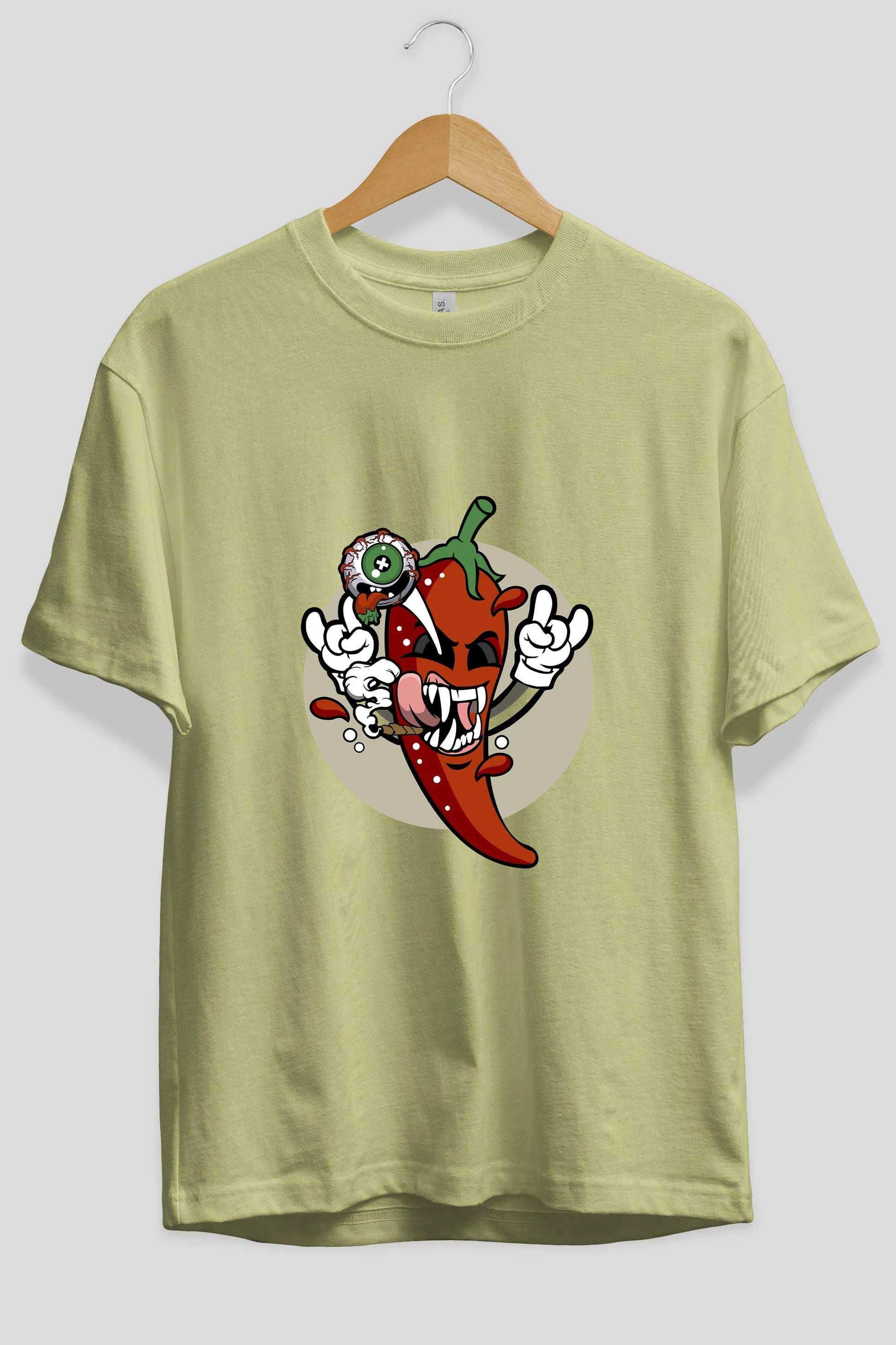 Chili Monster Ön Baskılı Oversize t-shirt Erkek Kadın Unisex %100 Pamuk tişort