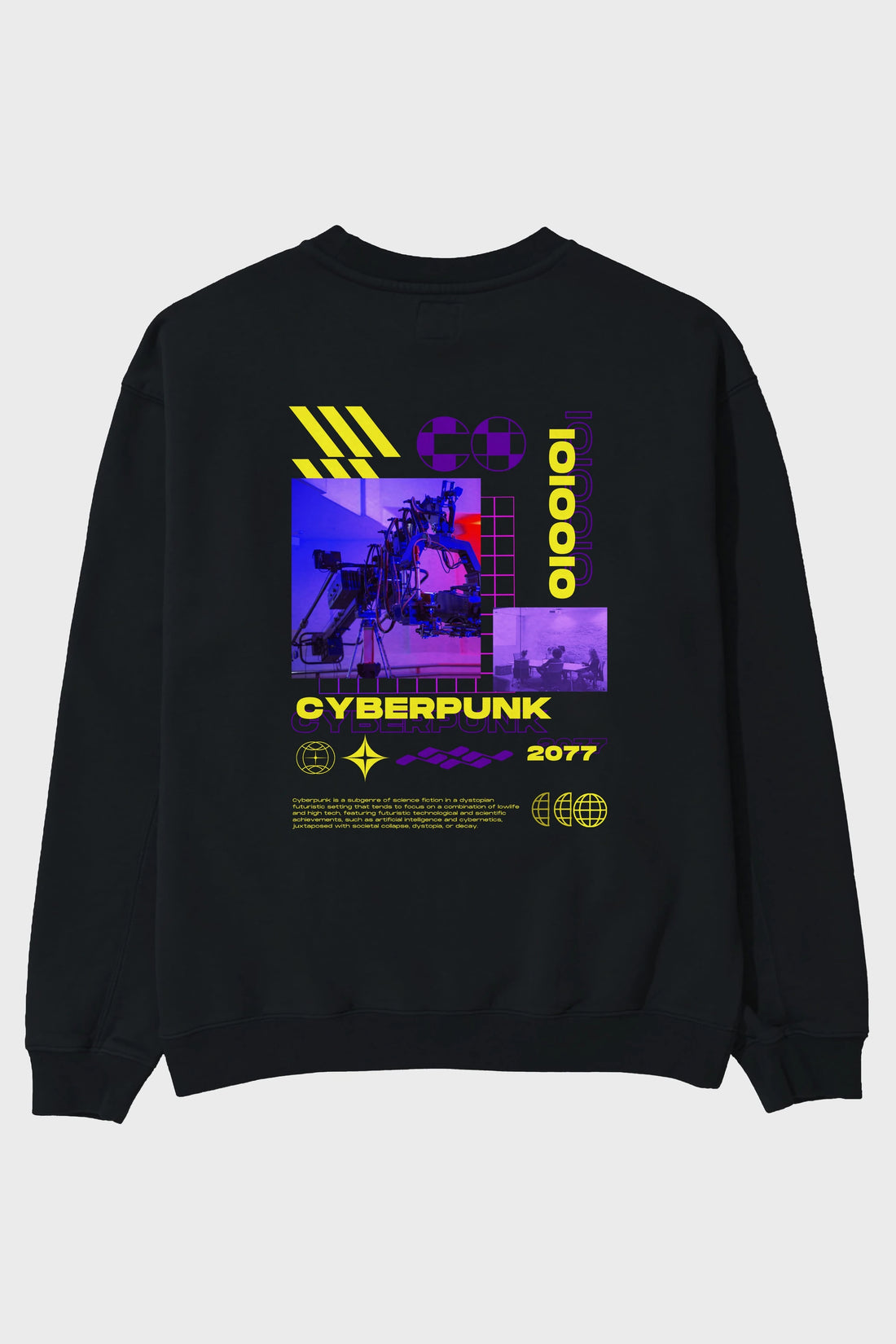 Cyberpunk Yazılı Arka Baskılı Oversize Sweatshirt Erkek Kadın Unisex