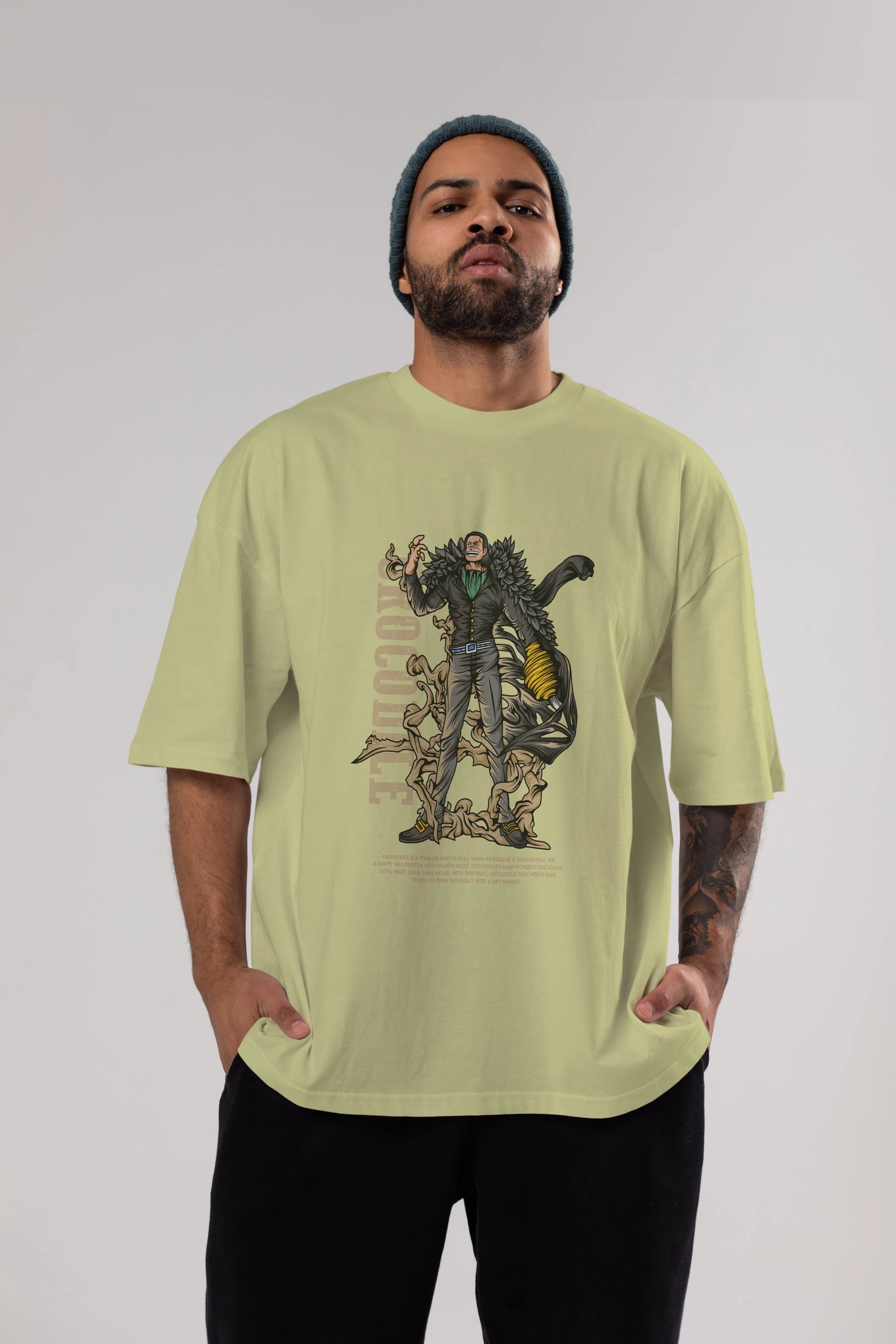 Crocodile Anime Ön Baskılı Oversize t-shirt %100 pamuk Erkek Kadın Unisex
