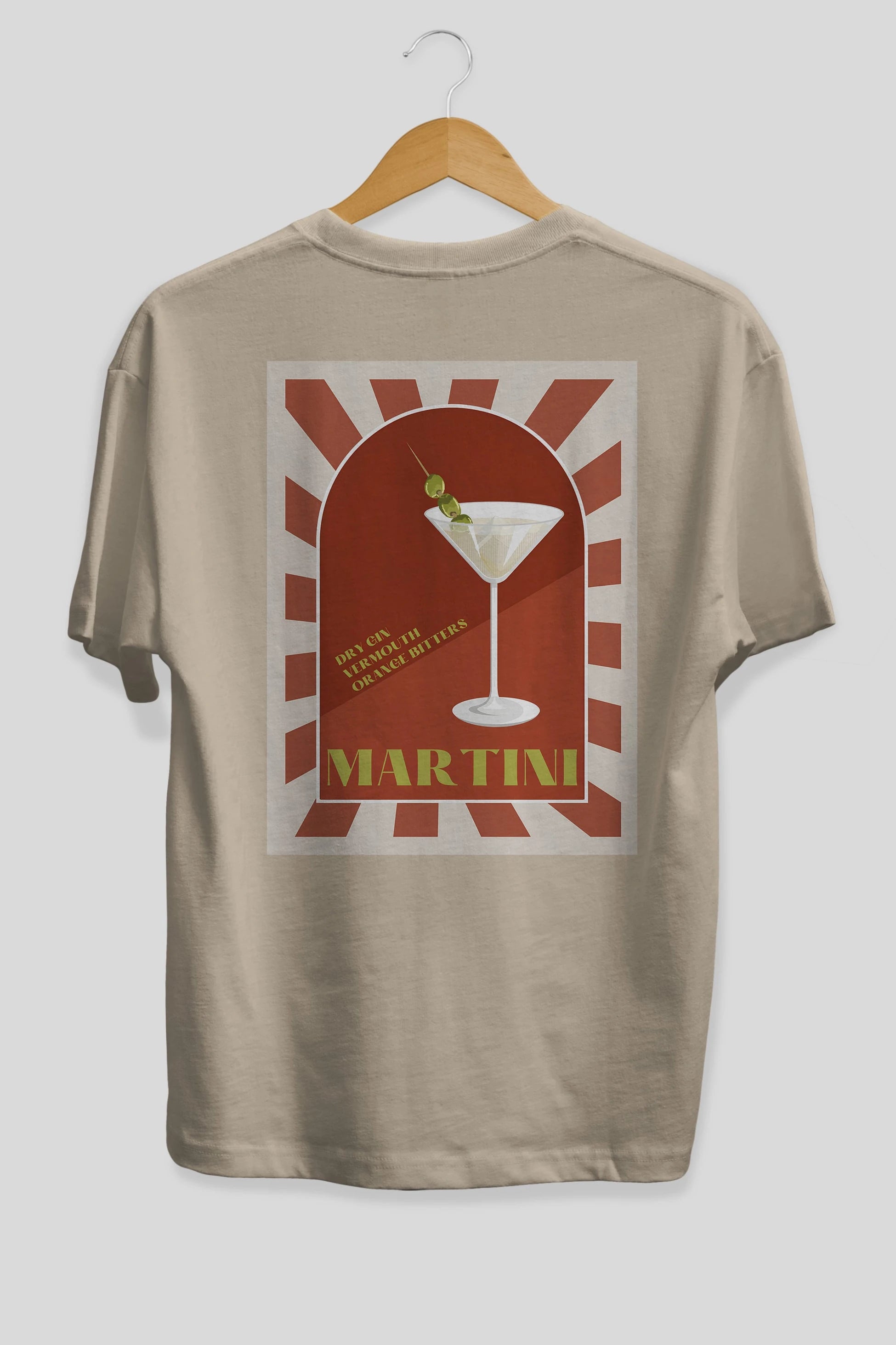 Martini 2 Arka Baskılı Oversize t-shirt Erkek Kadın Unisex %100 Pamuk Bisiklet Yaka tişort