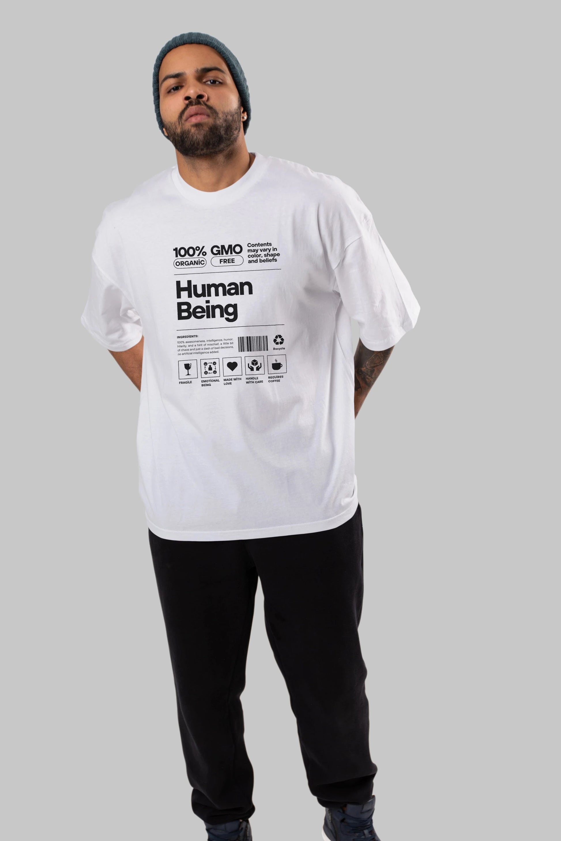 Human Being Ön Baskılı Oversize t-shirt Erkek Kadın Unisex
