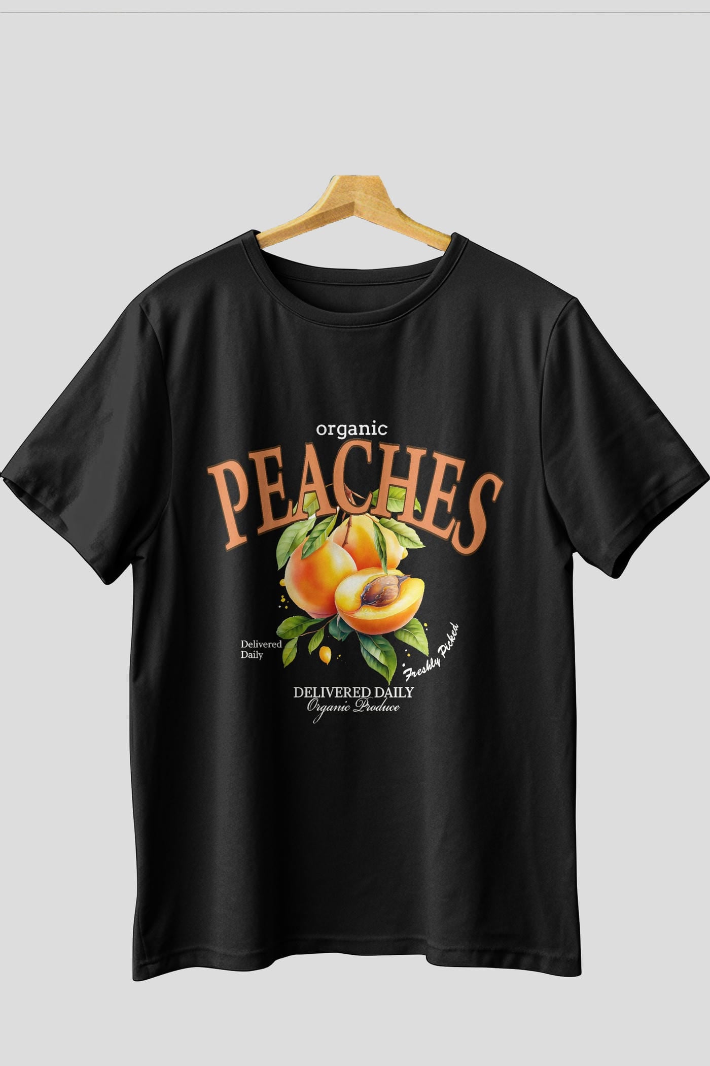 Peaches Ön Baskılı Oversize t-shirt Erkek Kadın Pamuk Bisiklet Yaka tişort