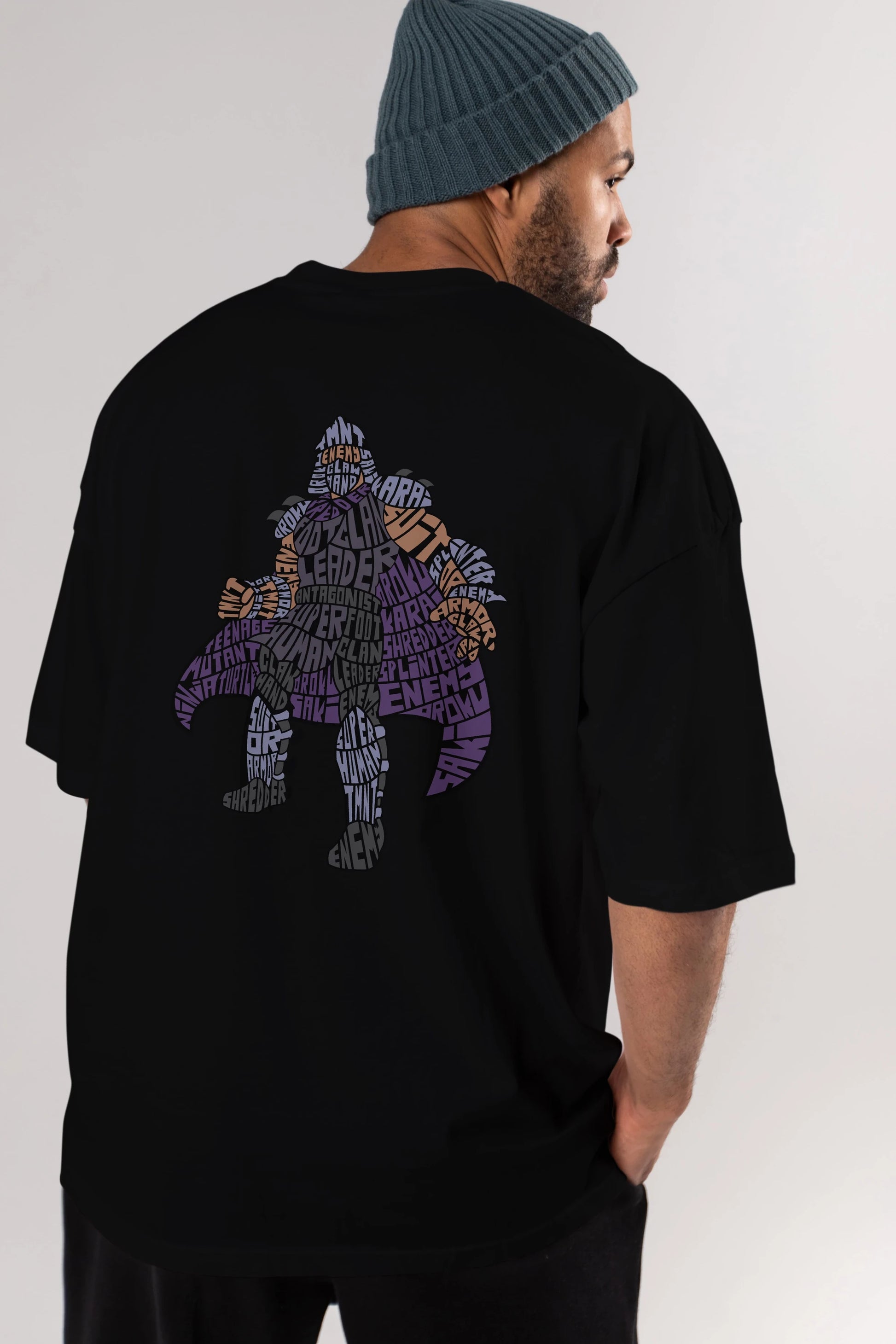 Foot Clan Leader Arka Baskılı Oversize t-shirt %100 pamuk Erkek Kadın Unisex