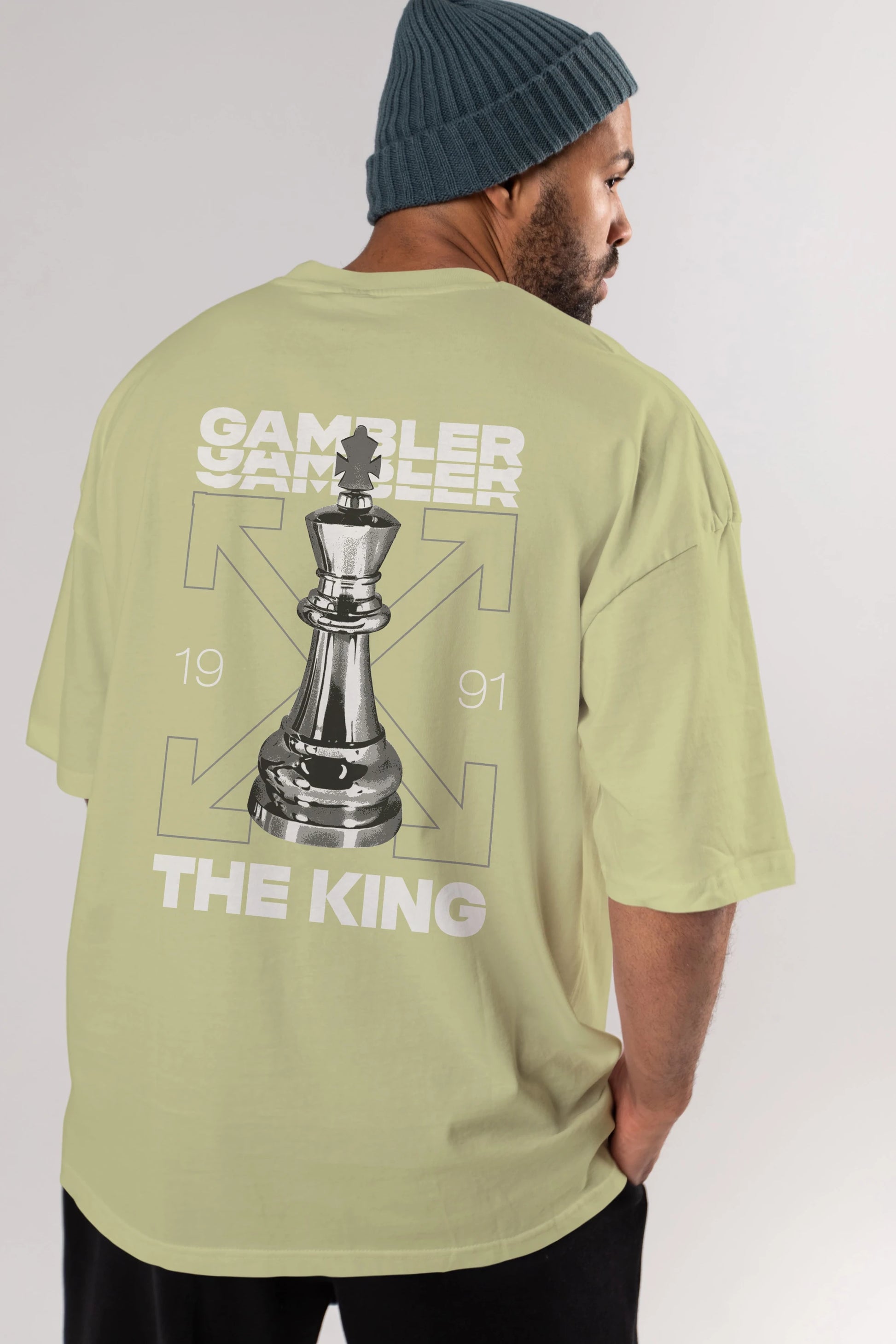 Gambler The King Arka Baskılı Oversize t-shirt Erkek Kadın Unisex
