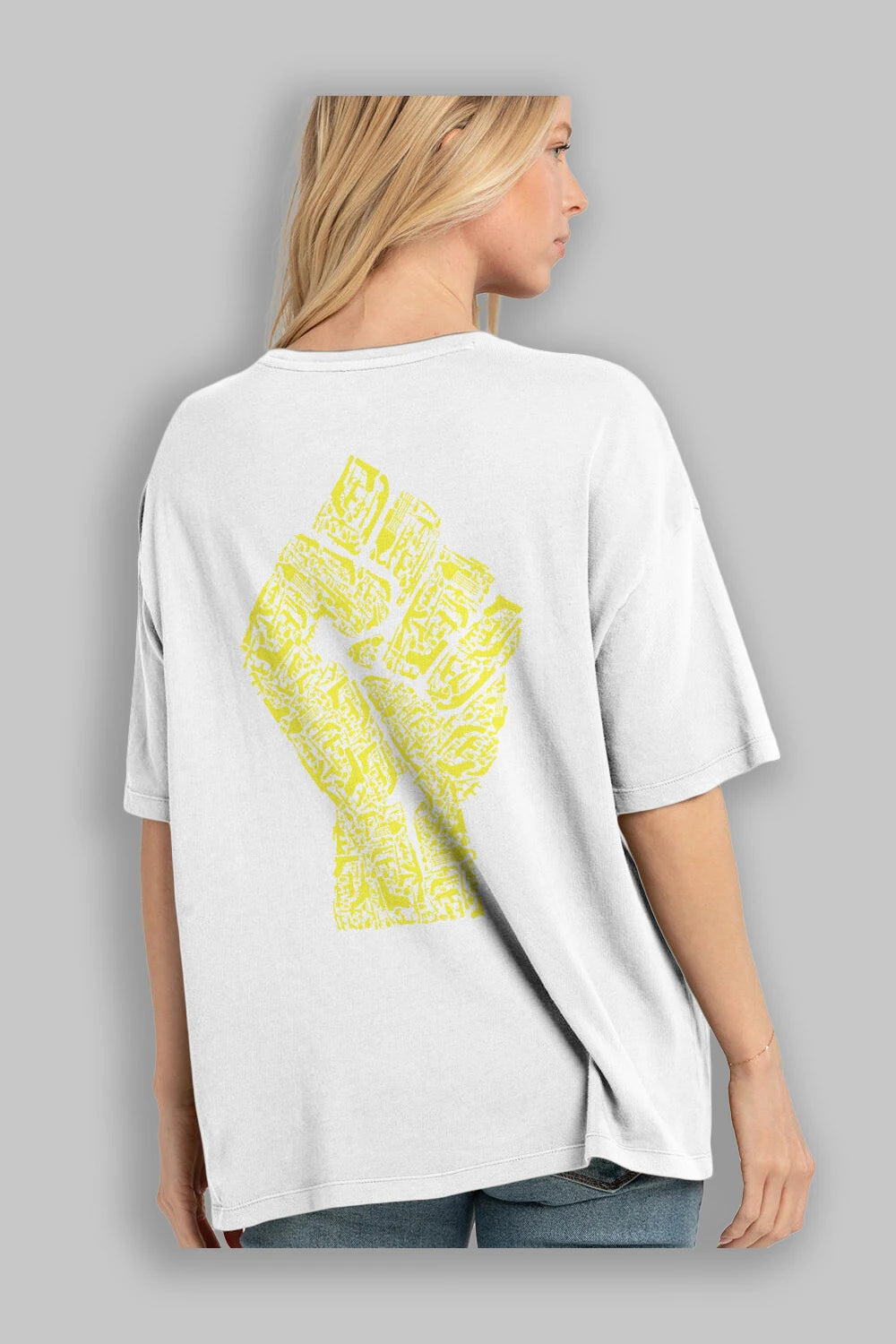 Hand Of Revolution Arka Baskılı Oversize t-shirt %100 pamuk Erkek Kadın Unisex