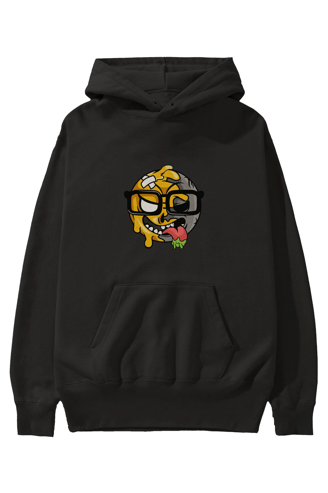 Smiley Nerd Ön Baskılı Hoodie Oversize Kapüşonlu Sweatshirt Erkek Kadın Unisex