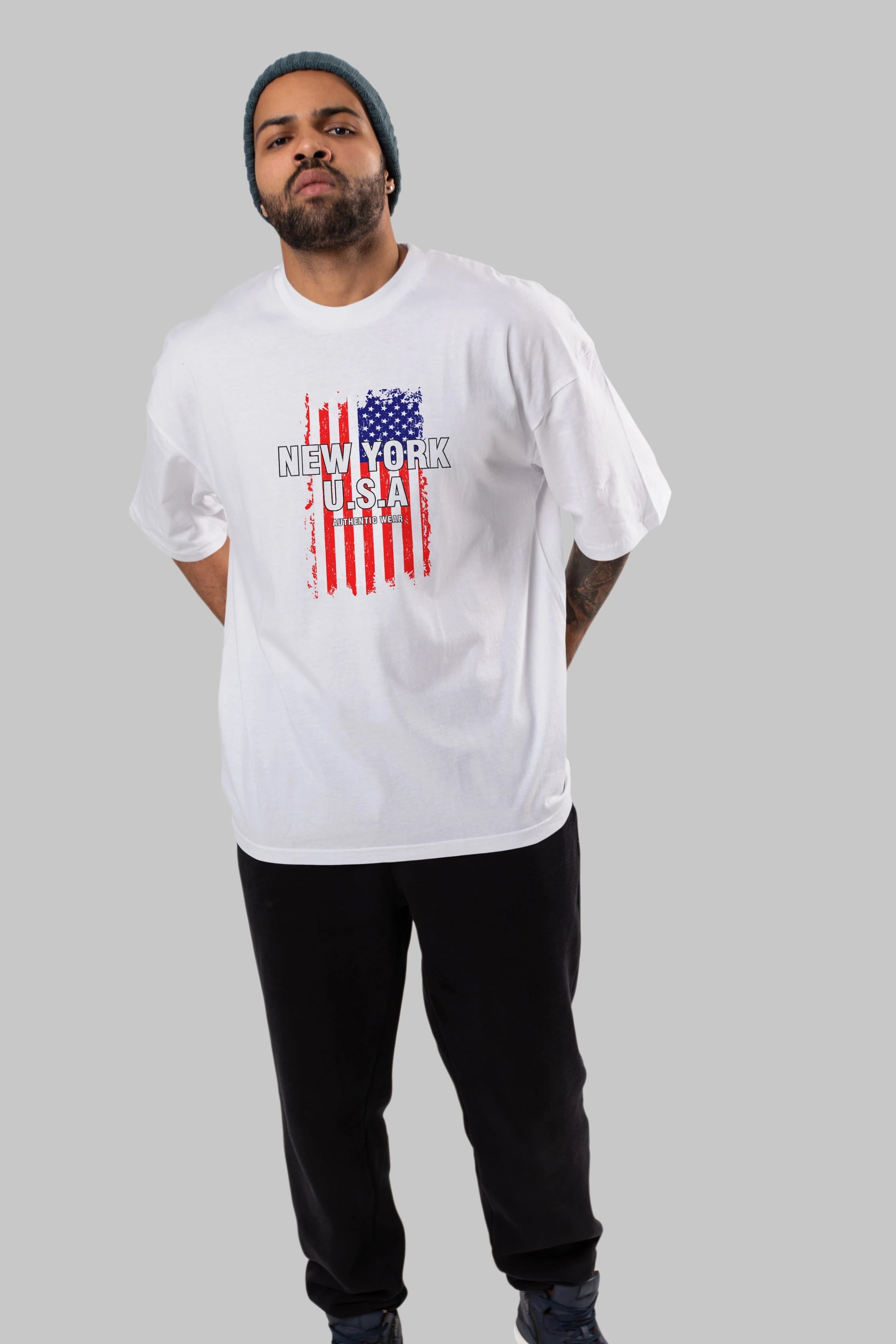 New York Usa Ön Baskılı Oversize t-shirt Erkek Kadın Unisex