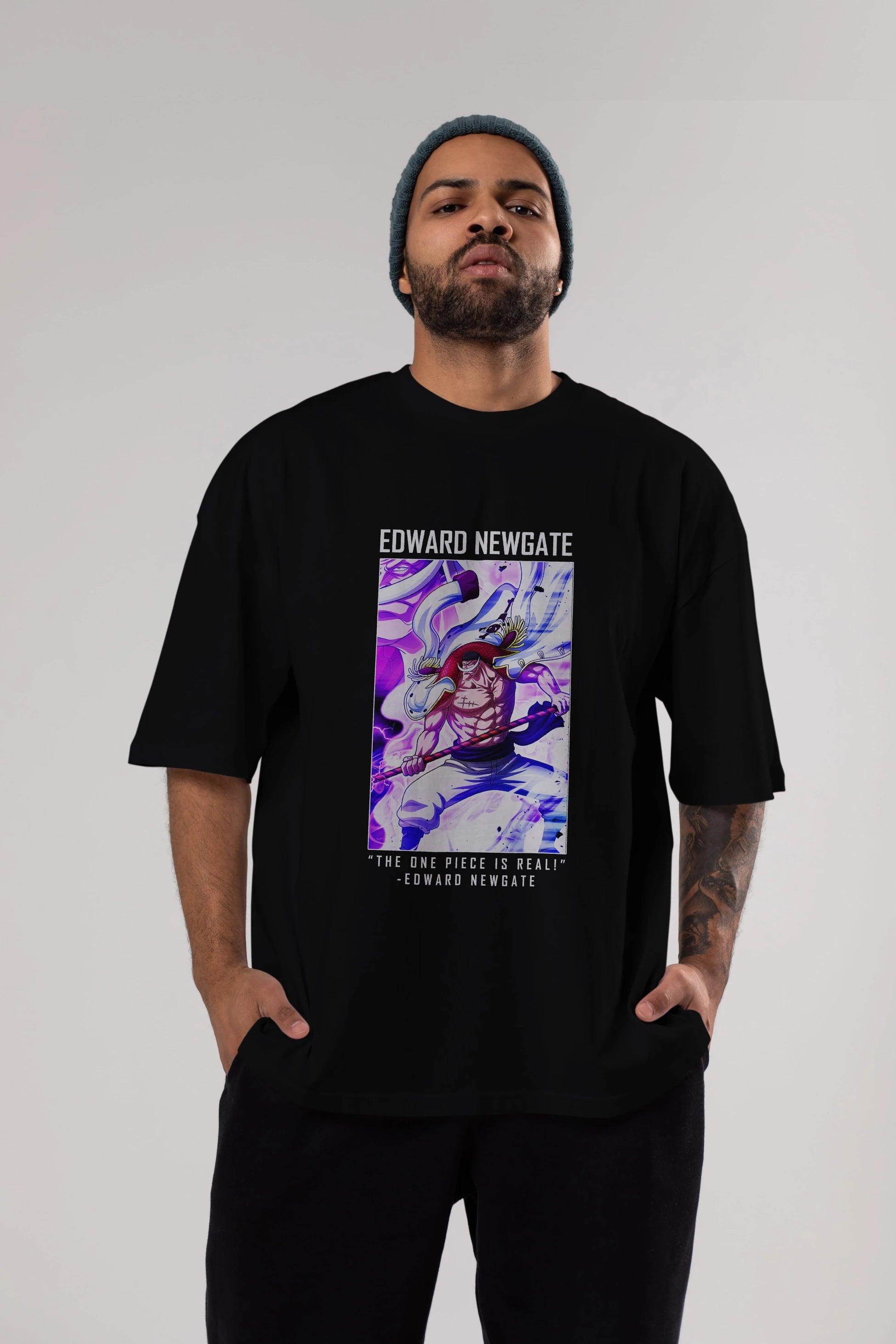 Edward Newgate Arka Baskılı Anime Oversize Sweatshirt Erkek Kadın Unisex