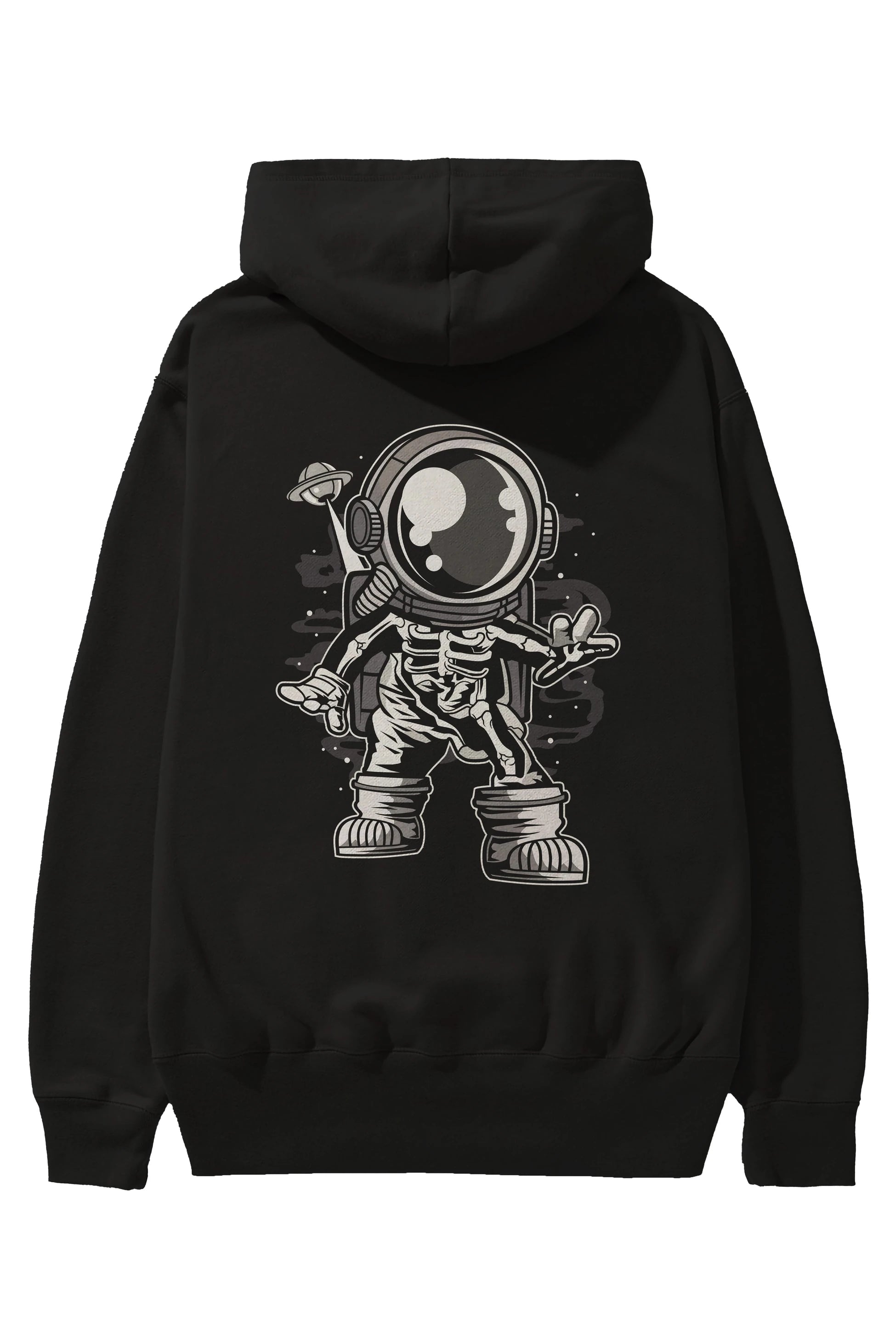Space Skeleton Arka Baskılı Hoodie Oversize Kapüşonlu Sweatshirt Erkek Kadın Unisex