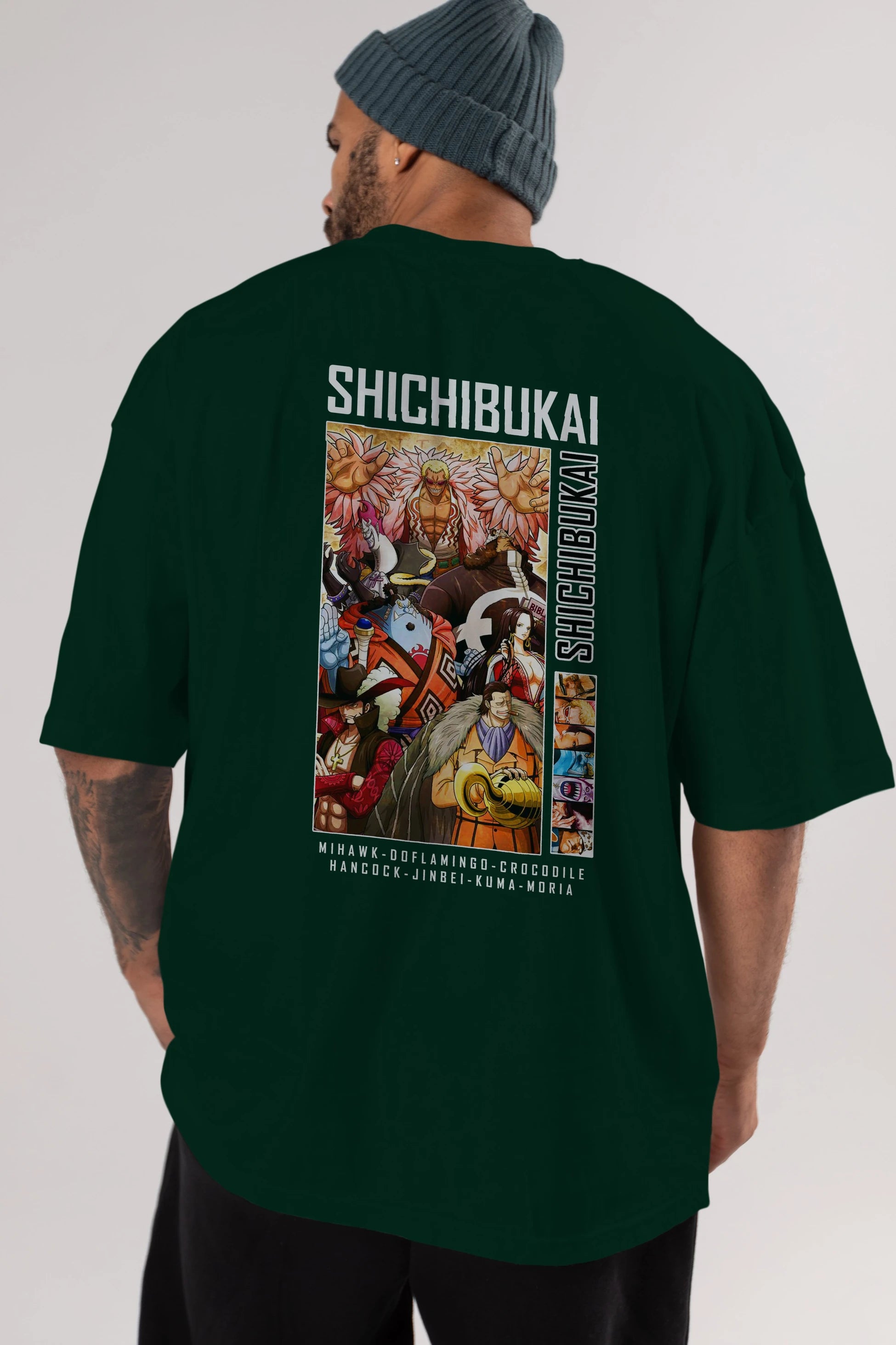 Shichibukai Anime Arka Baskılı Oversize t-shirt Erkek Kadın Unisex %100 pamuk tişort