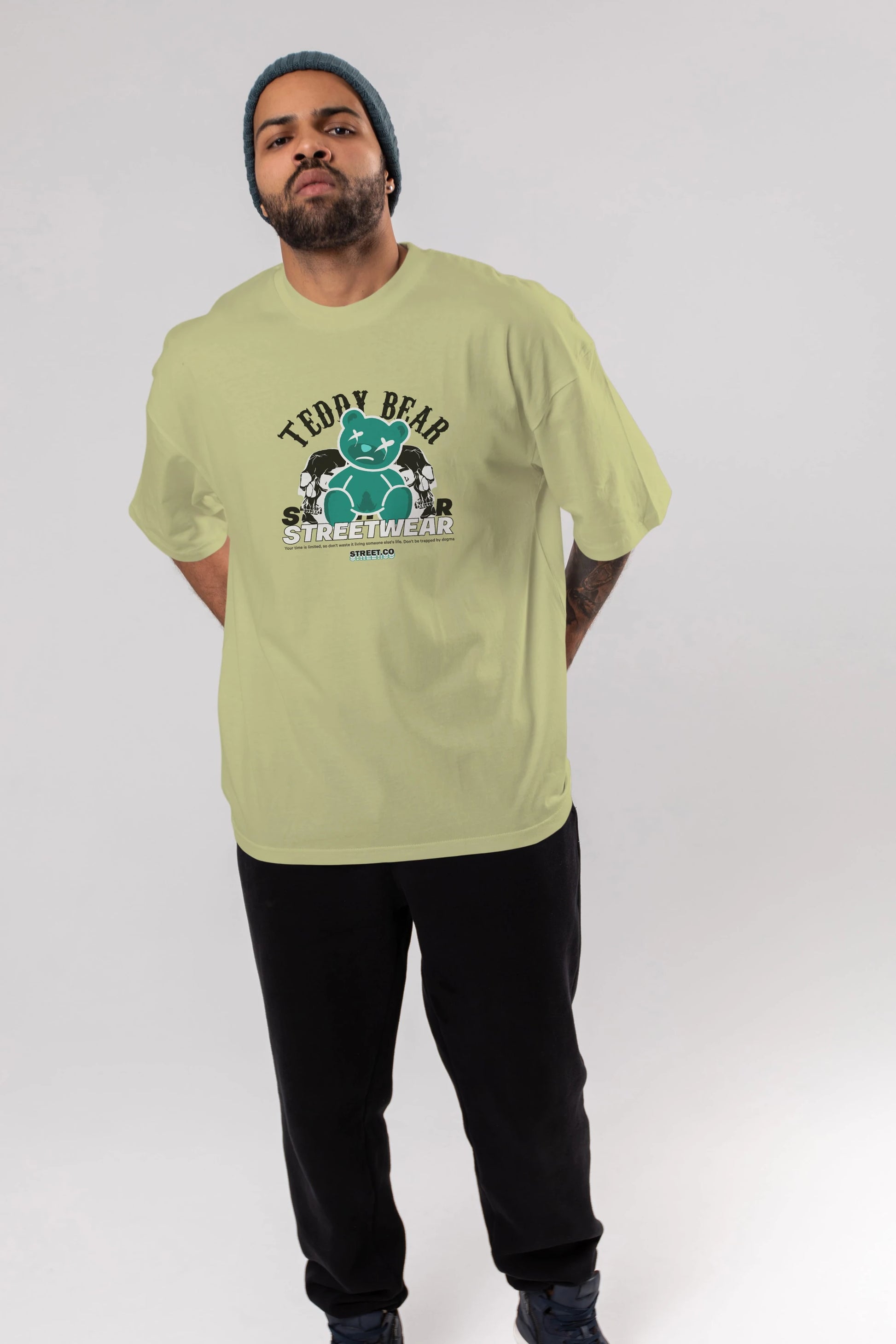 Teddy Bear Streetwear 2 Ön Baskılı Oversize t-shirt Erkek Kadın Unisex
