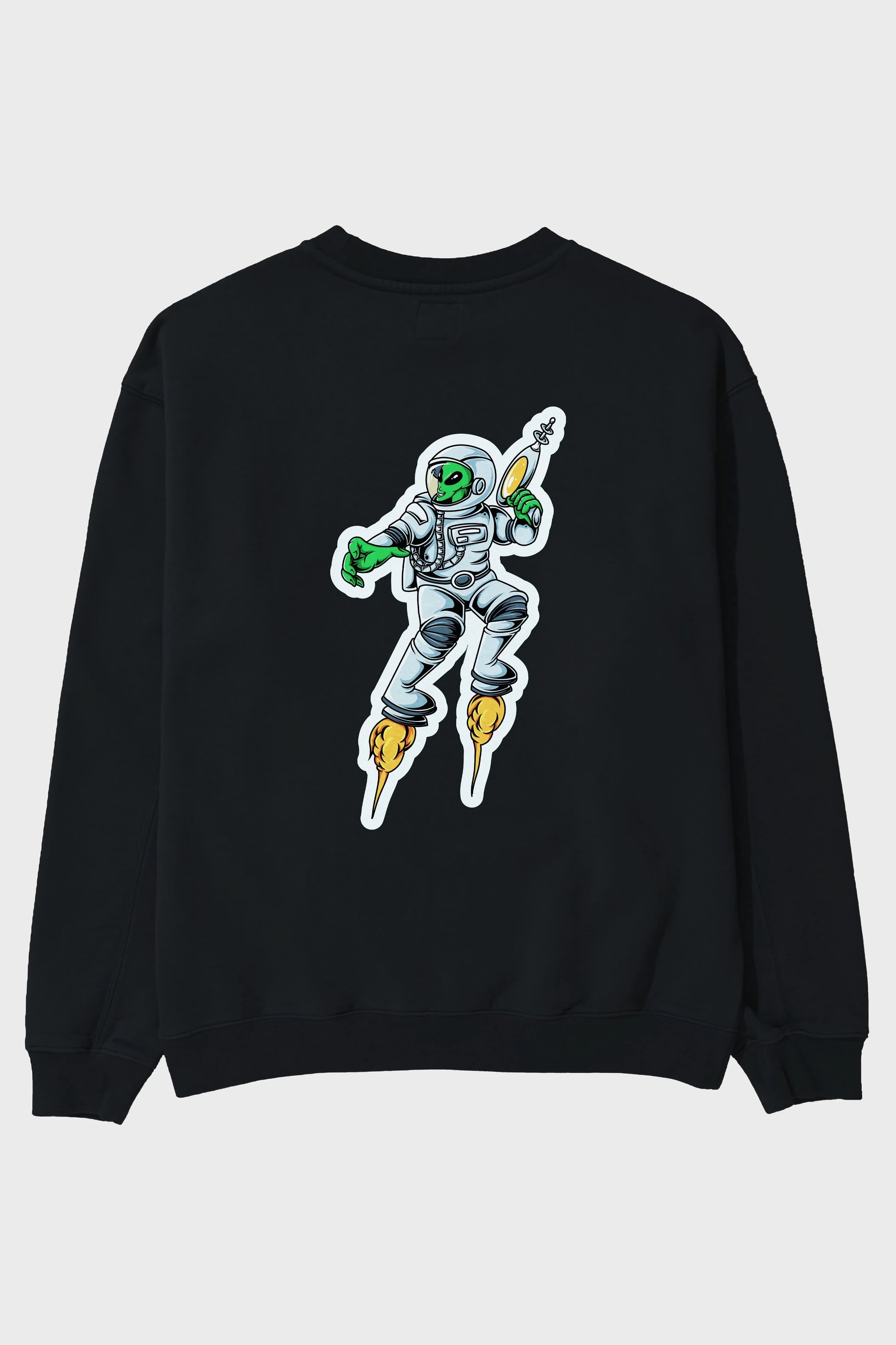 Alien Wars Sticker Arka Baskılı Oversize Sweatshirt Erkek Kadın Unisex