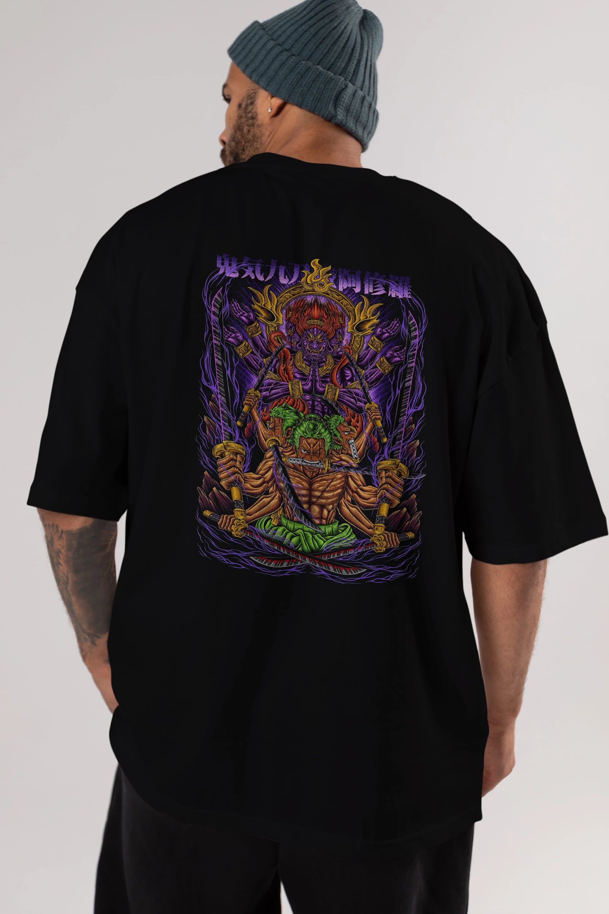RORONOA ZORO 2 Anime Arka Baskılı Oversize t-shirt Erkek Kadın Unisex