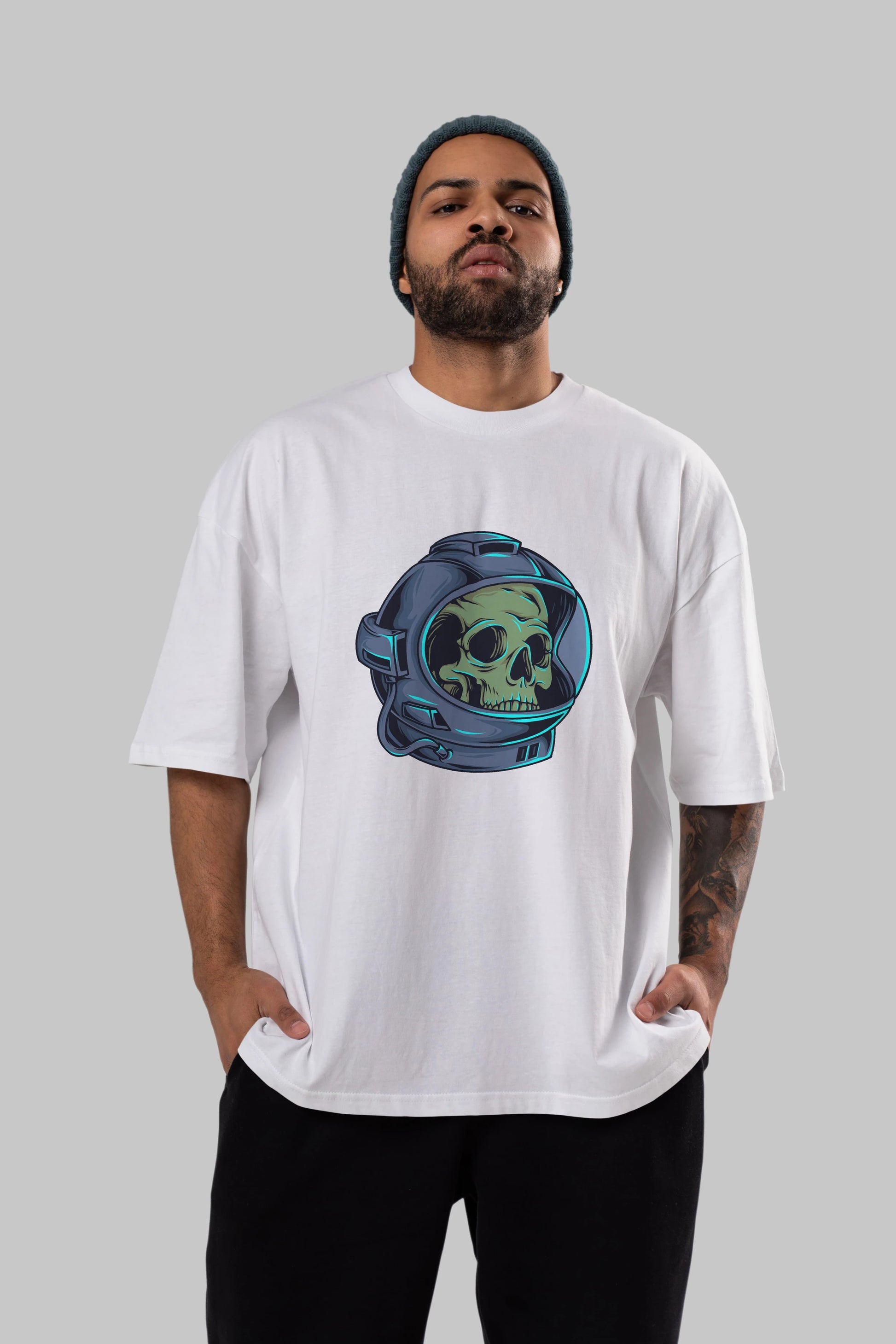 Astroskull Ön Baskılı Oversize t-shirt Erkek Kadın Unisex