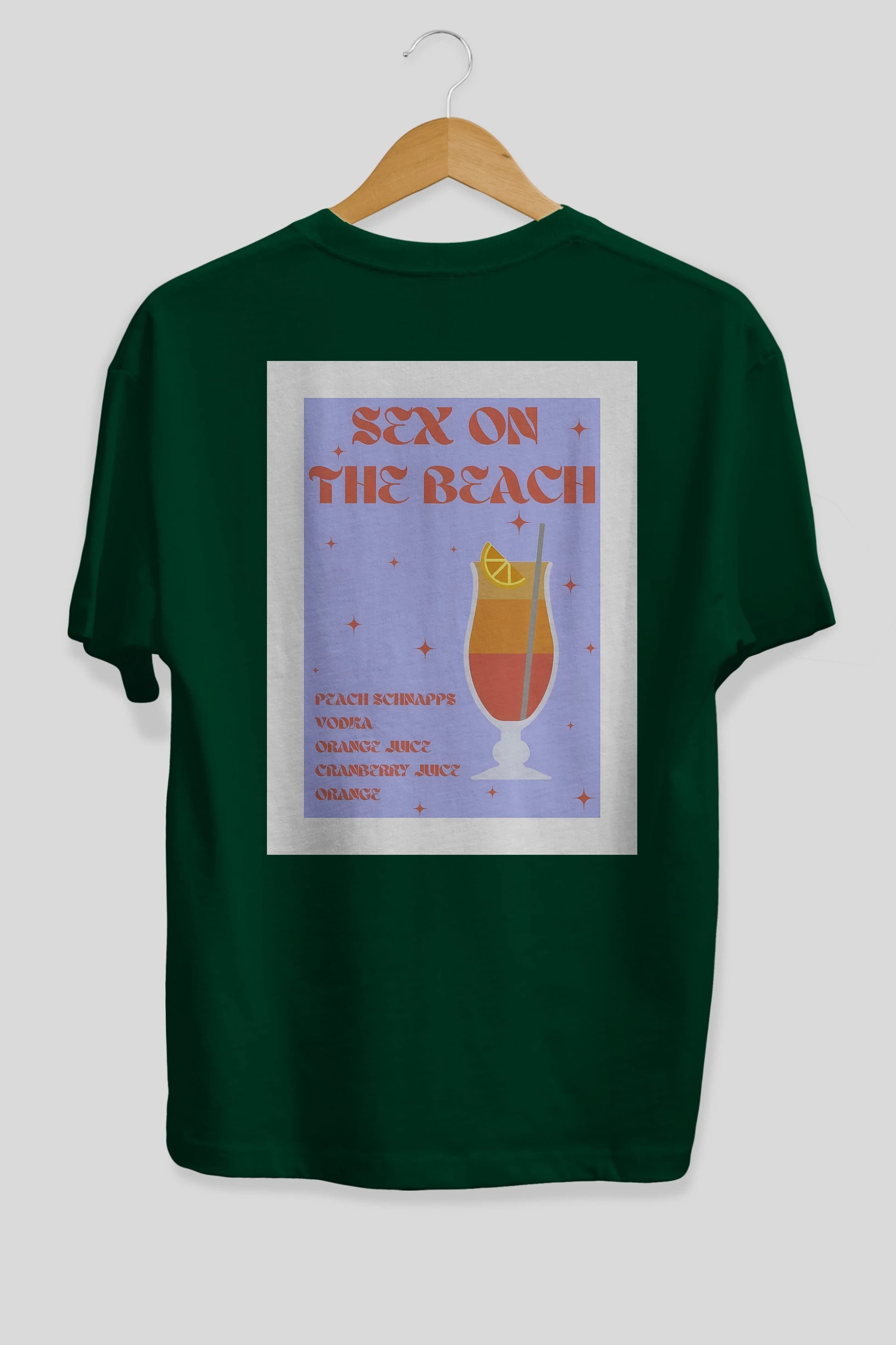 Sex On The Beach Arka Baskılı Oversize t-shirt Erkek Kadın Unisex %100 Pamuk Bisiklet Yaka tişort