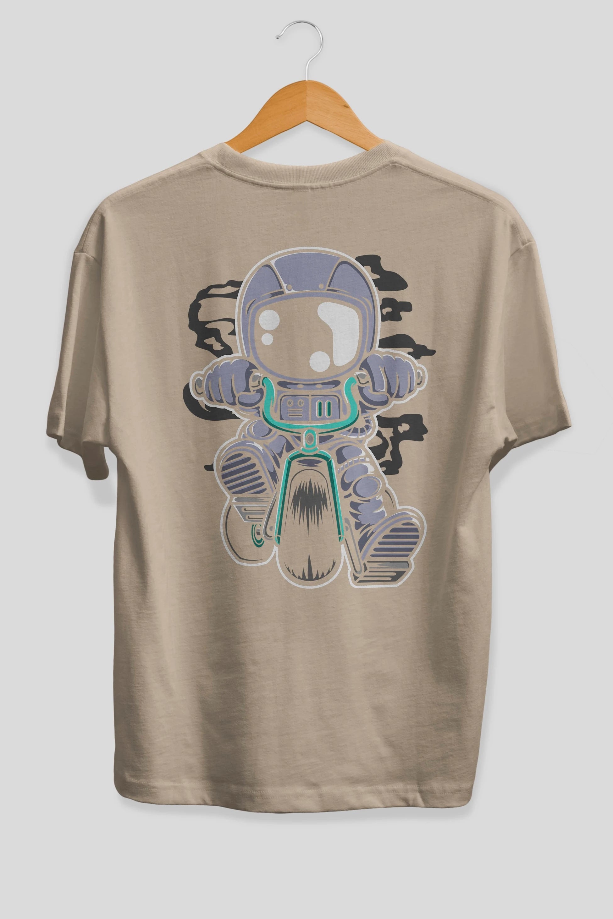 Astronaut Biker Arka Baskılı Oversize t-shirt Erkek Kadın Unisex